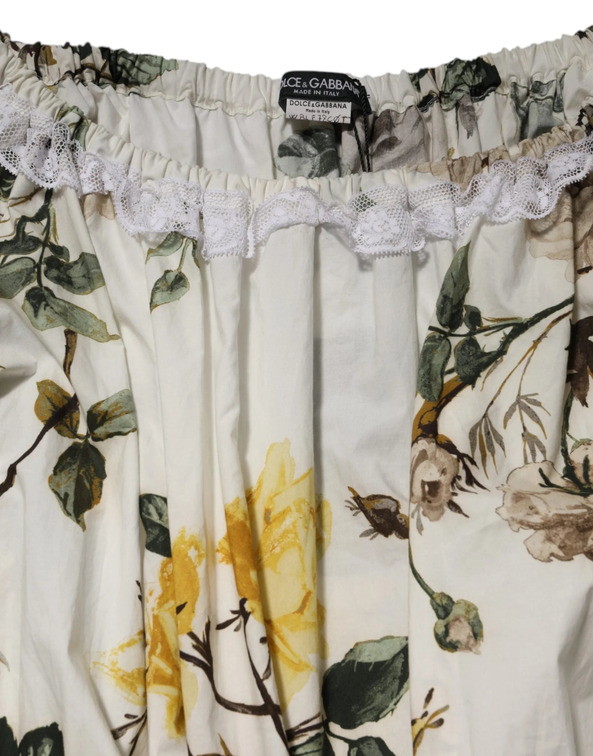 Dolce & Gabbana White Floral Lace Off Shoulder Mini Dress - IT40|S - Dresses