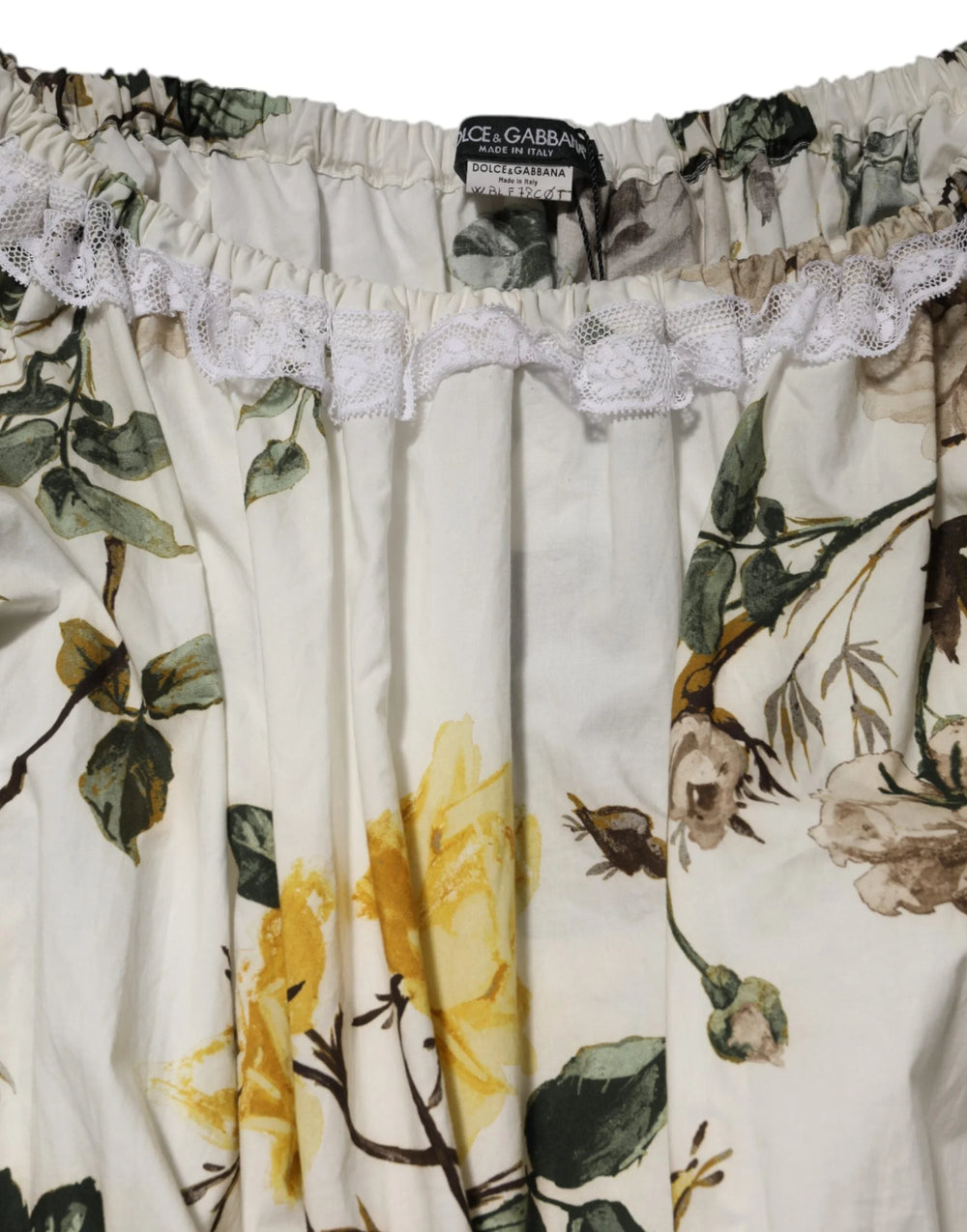 Dolce & Gabbana White Floral Lace Off Shoulder Mini Dress - IT40|S - Dresses