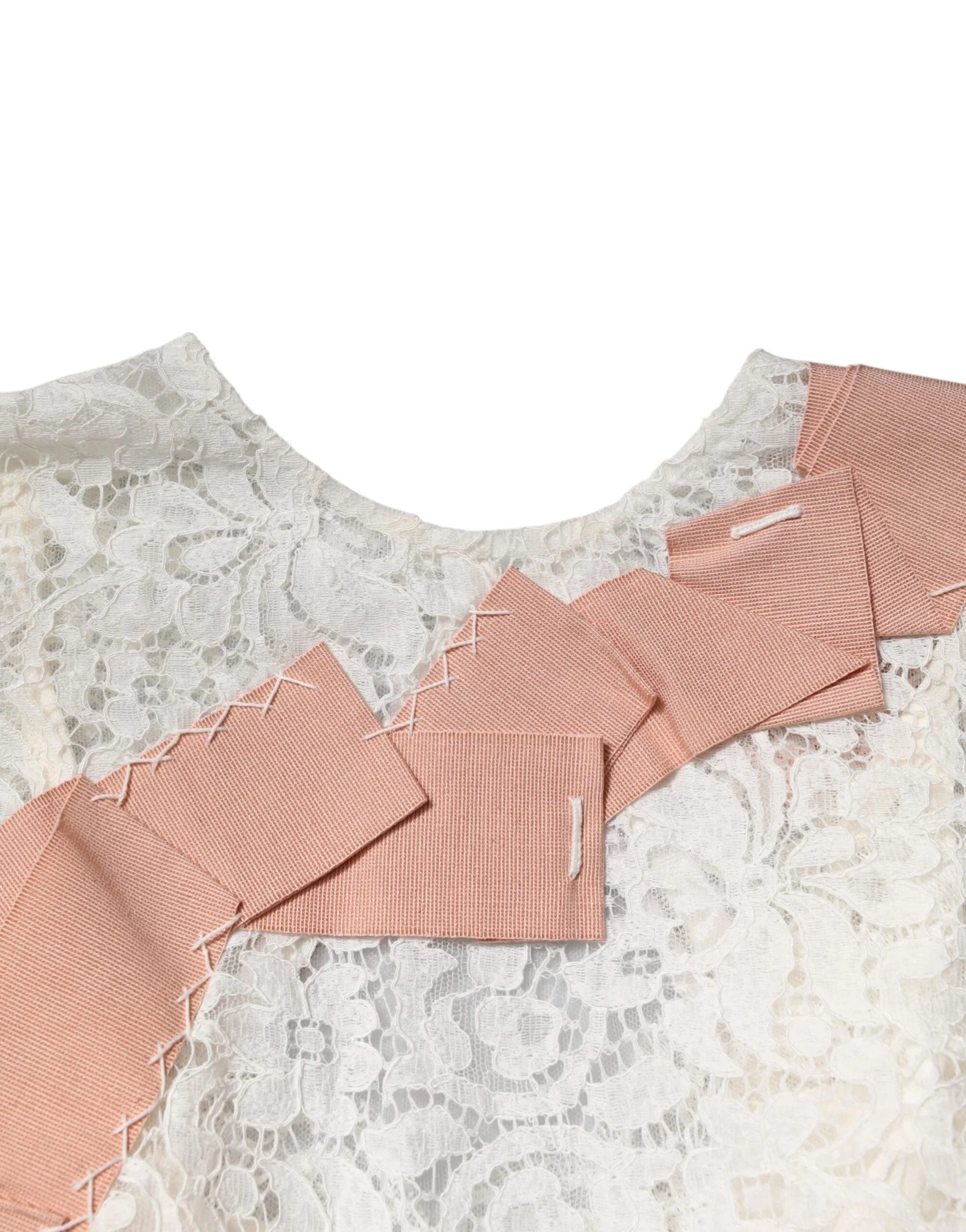 Dolce & Gabbana White Floral Lace Short Sleeves Blouse Top - Blouses