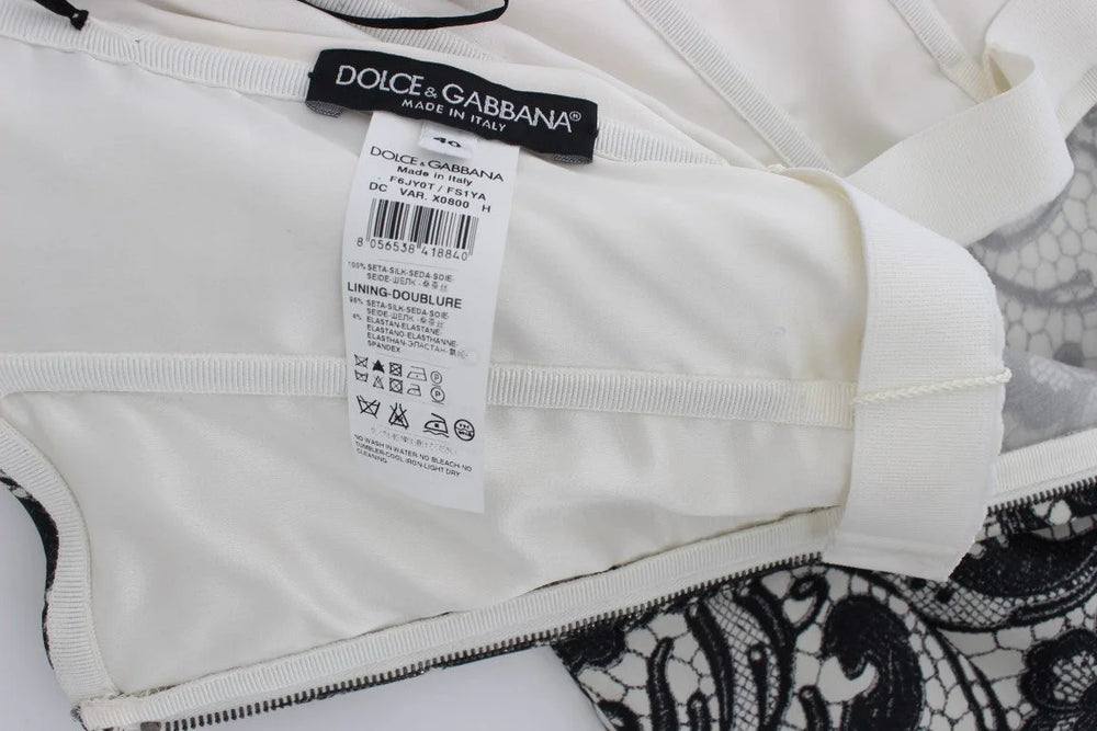 Dolce & Gabbana White Floral Lace Silk Corset Maxi Dress - IT40|S - Dresses