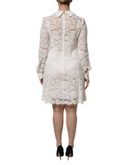 Dolce & Gabbana Abito mini con colletto in pizzo floreale bianco in viscosa - IT40|S - Abiti
