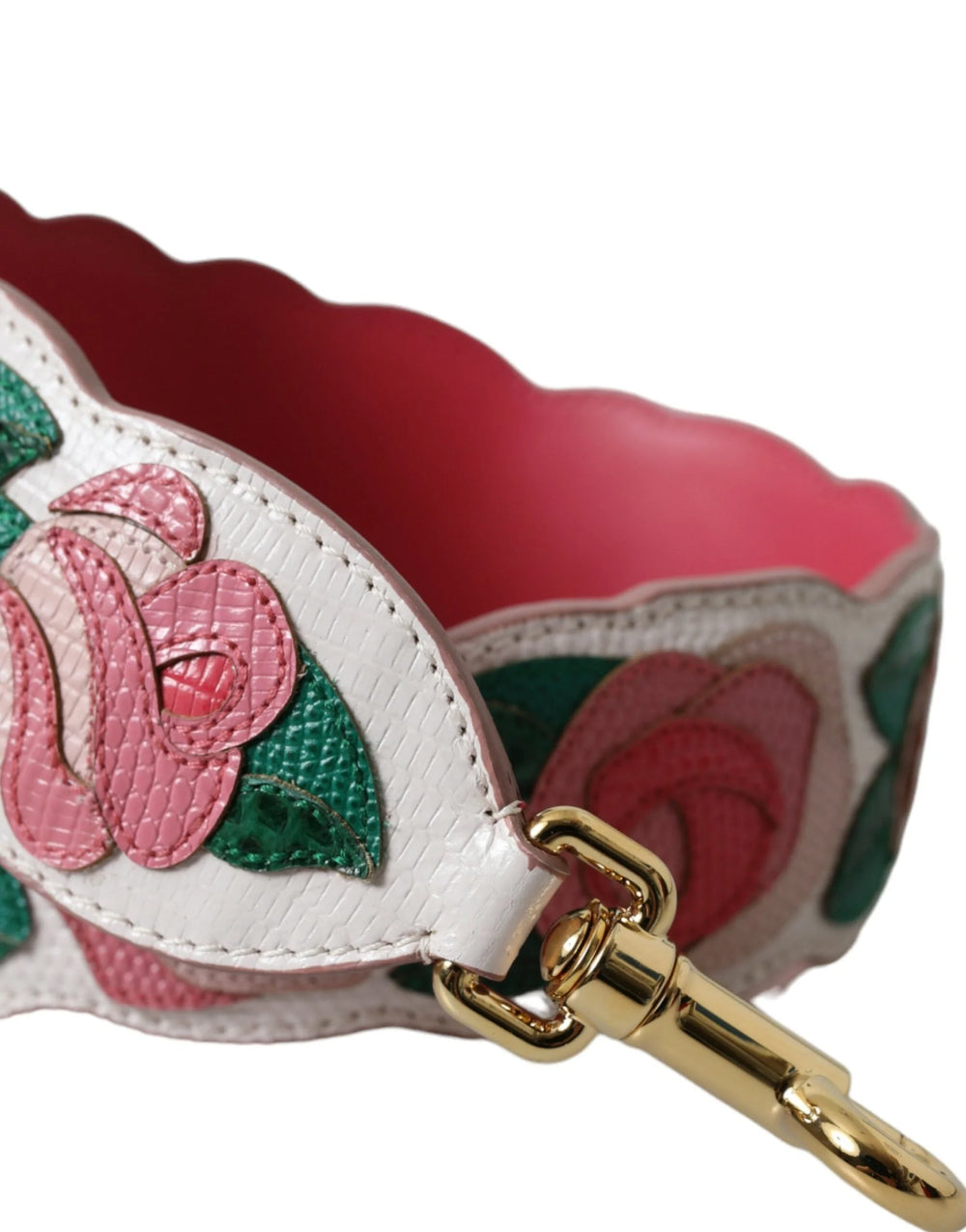 Dolce & Gabbana White Floral Leather Accessory Shoulder Strap - Handbag & Wallet Accessories