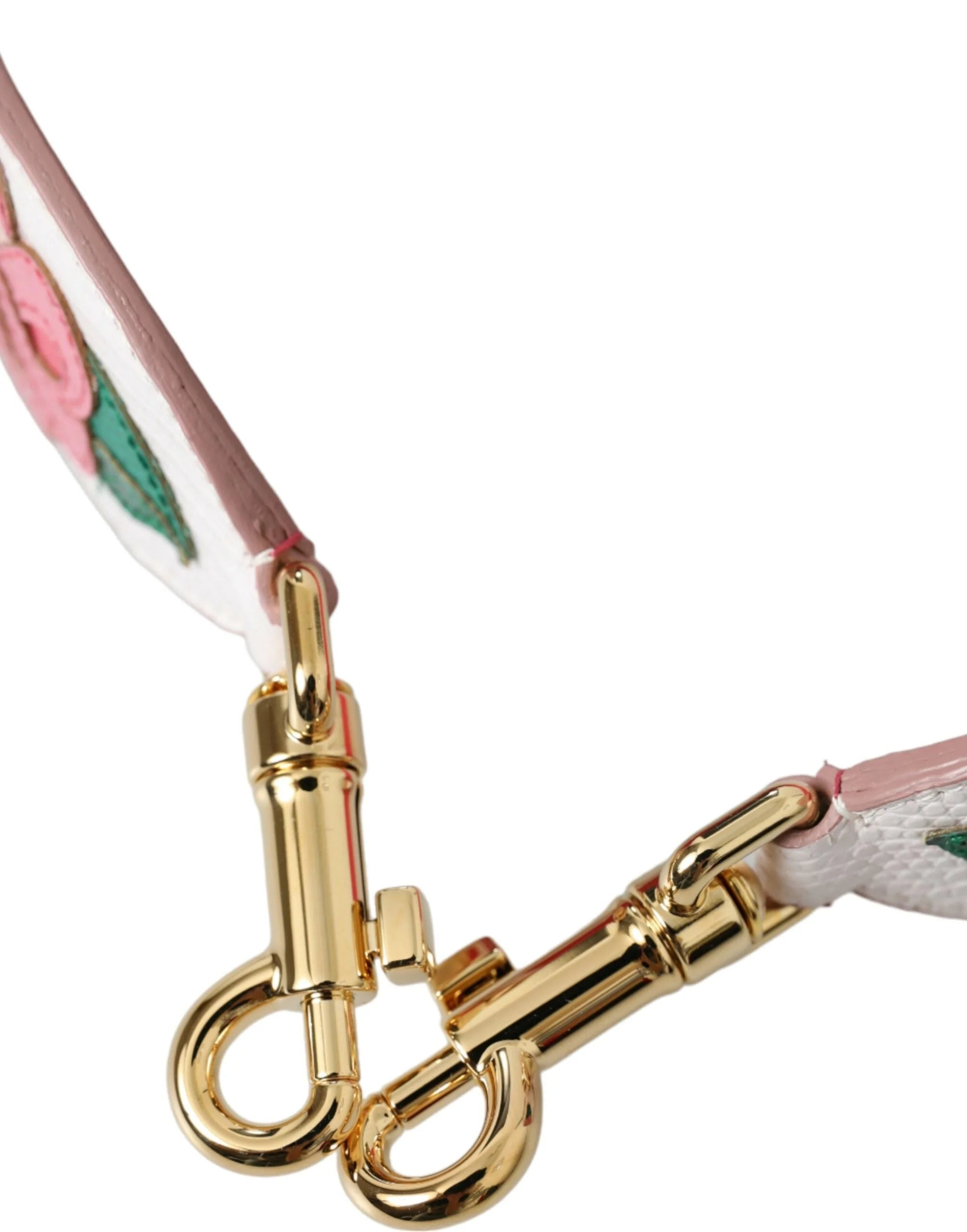 Dolce & Gabbana White Floral Leather Accessory Shoulder Strap - Handbag & Wallet Accessories