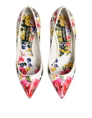 Dolce & Gabbana White Floral Leather High Heels Pumps Shoes - EU35/US4.5 - Heels