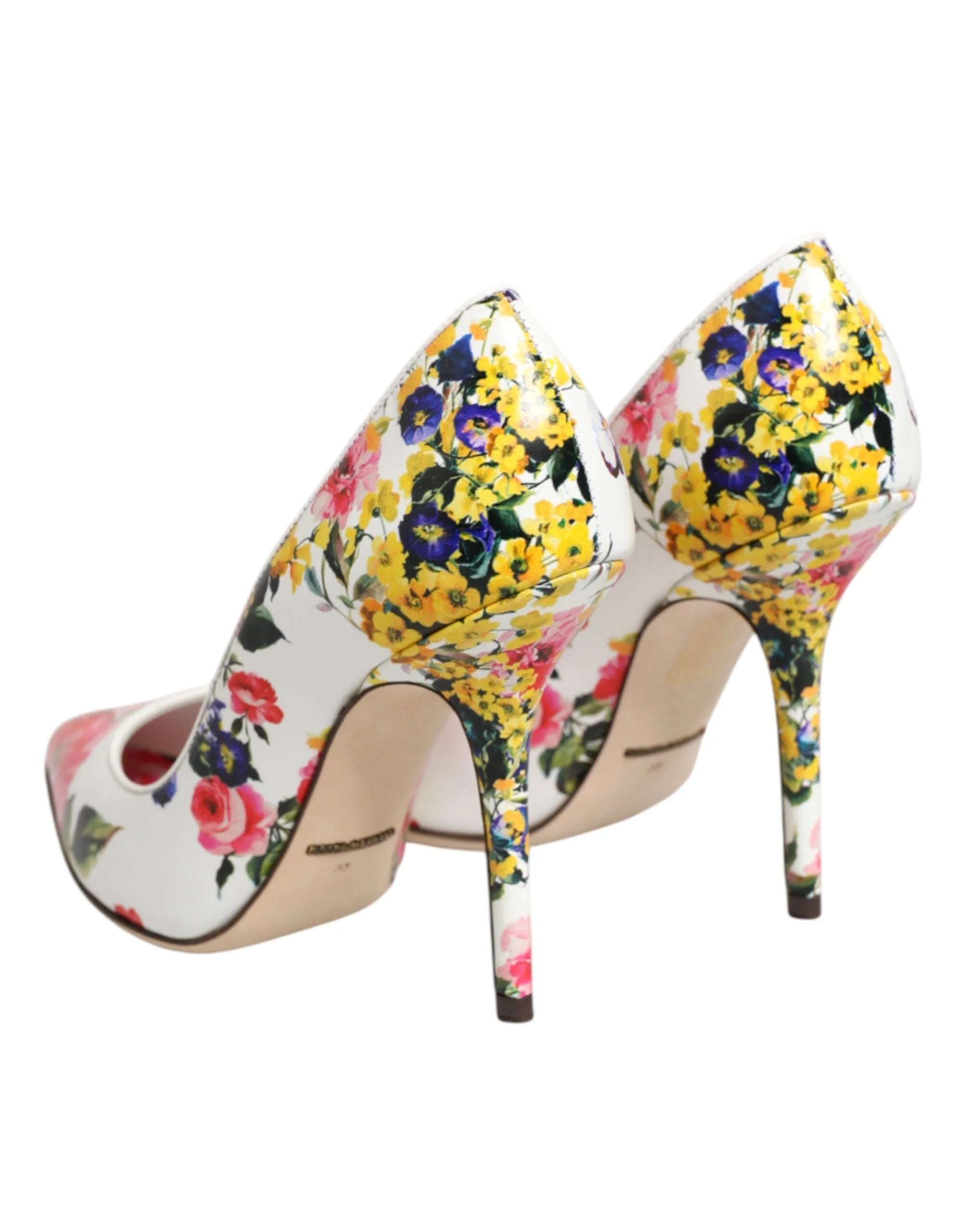Dolce & Gabbana White Floral Leather High Heels Pumps Shoes - EU35/US4.5 - Heels
