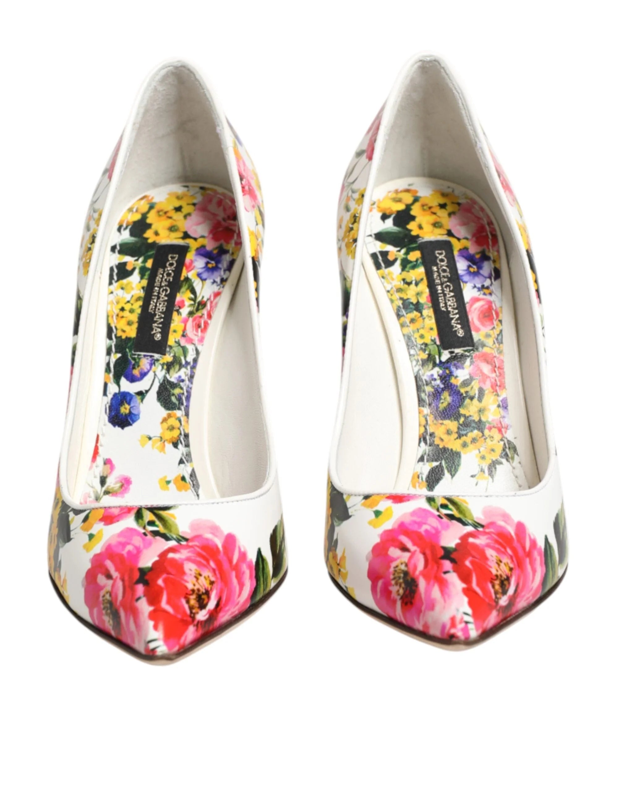 Dolce & Gabbana White Floral Leather High Heels Pumps Shoes - EU35/US4.5 - Heels
