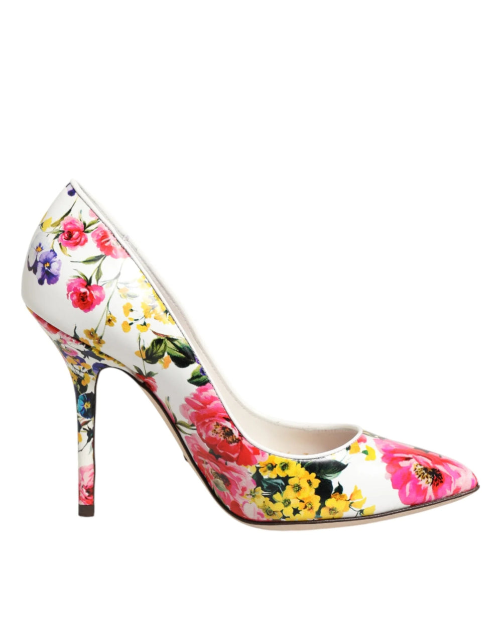 Dolce & Gabbana White Floral Leather High Heels Pumps Shoes - EU35/US4.5 - Heels