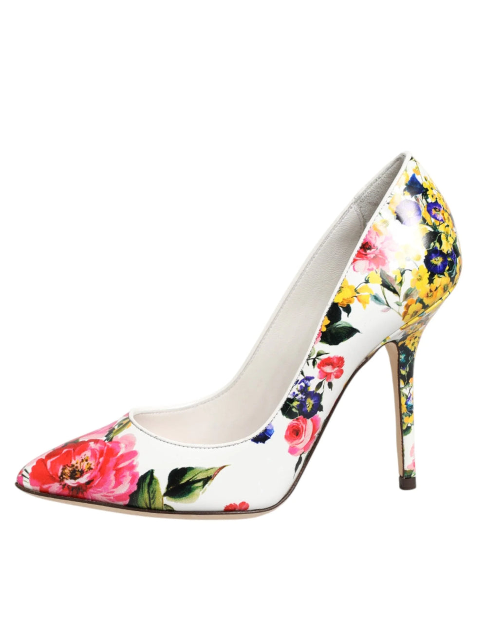 Dolce & Gabbana White Floral Leather High Heels Pumps Shoes - EU35/US4.5 - Heels