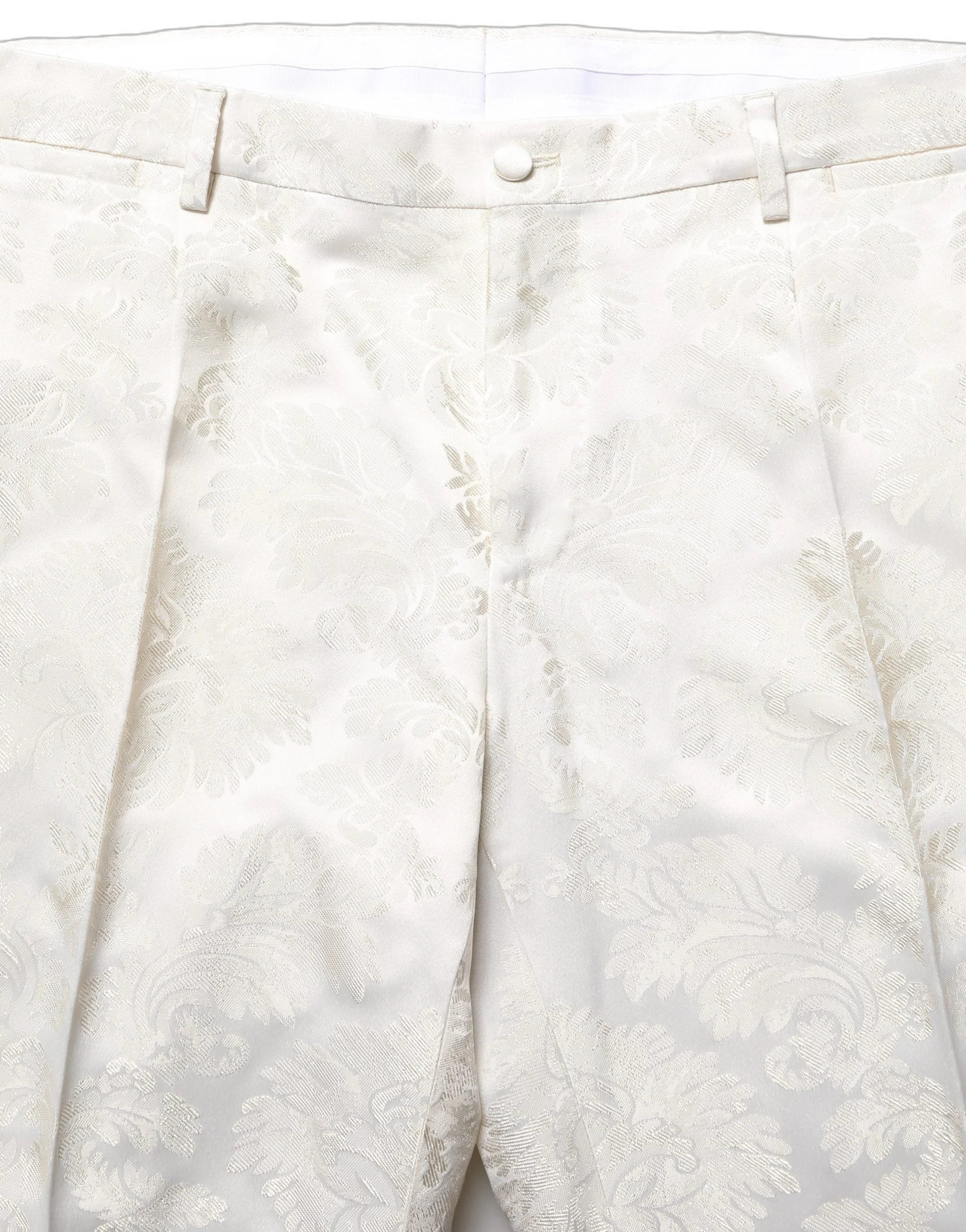 Dolce & Gabbana White Floral Men Dress Formal Trouser Pants - IT56 | XXL