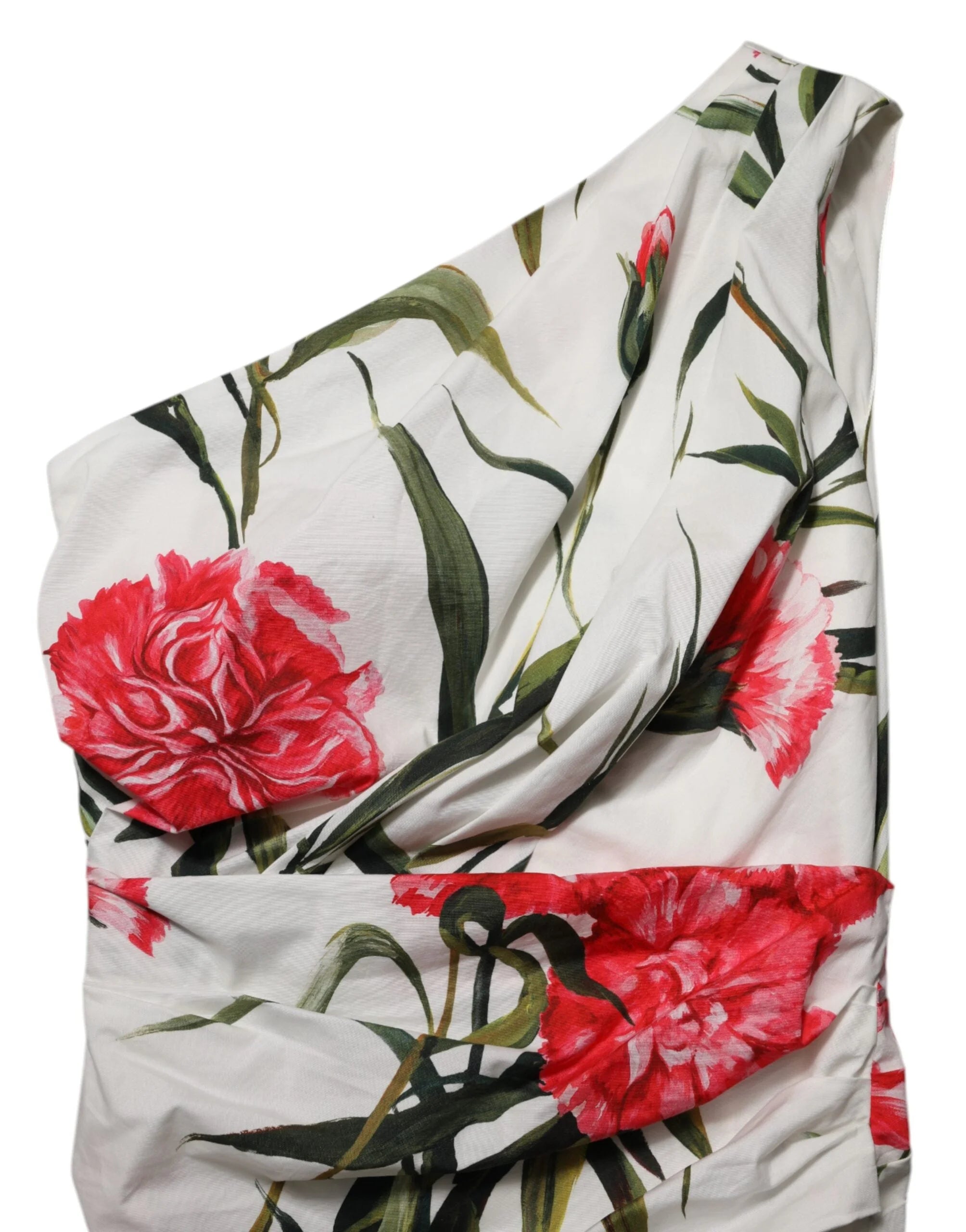 Dolce & Gabbana White Floral One Shoulder Sheath Dress - Dresses