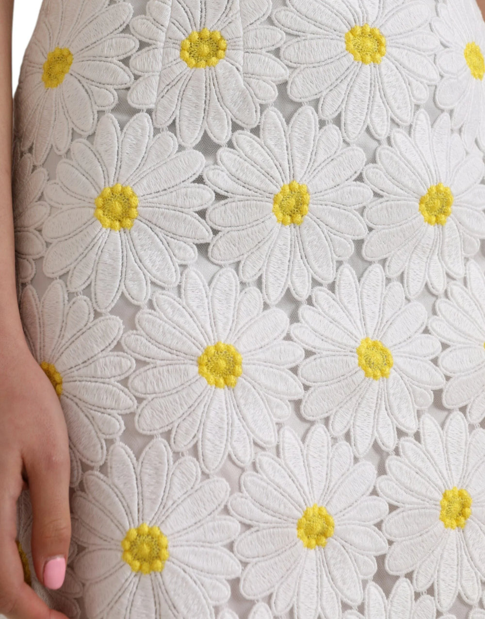 Dolce & Gabbana White Floral Pencil Straight Lace Skirt - IT38 | XS - Skirts