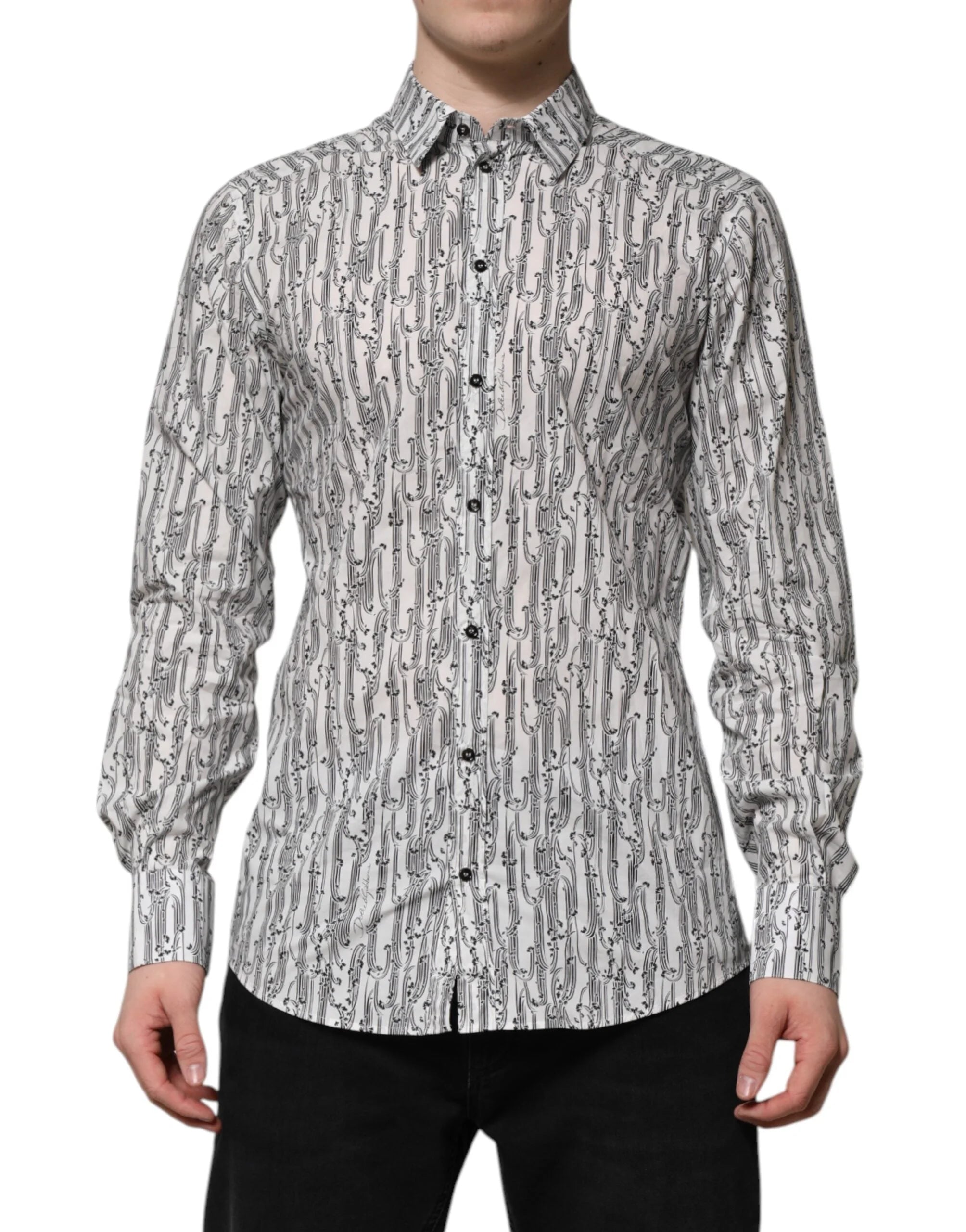 Dolce & Gabbana White Floral Print Casual Long Sleeves Shirt - IT40 | M - Shirts