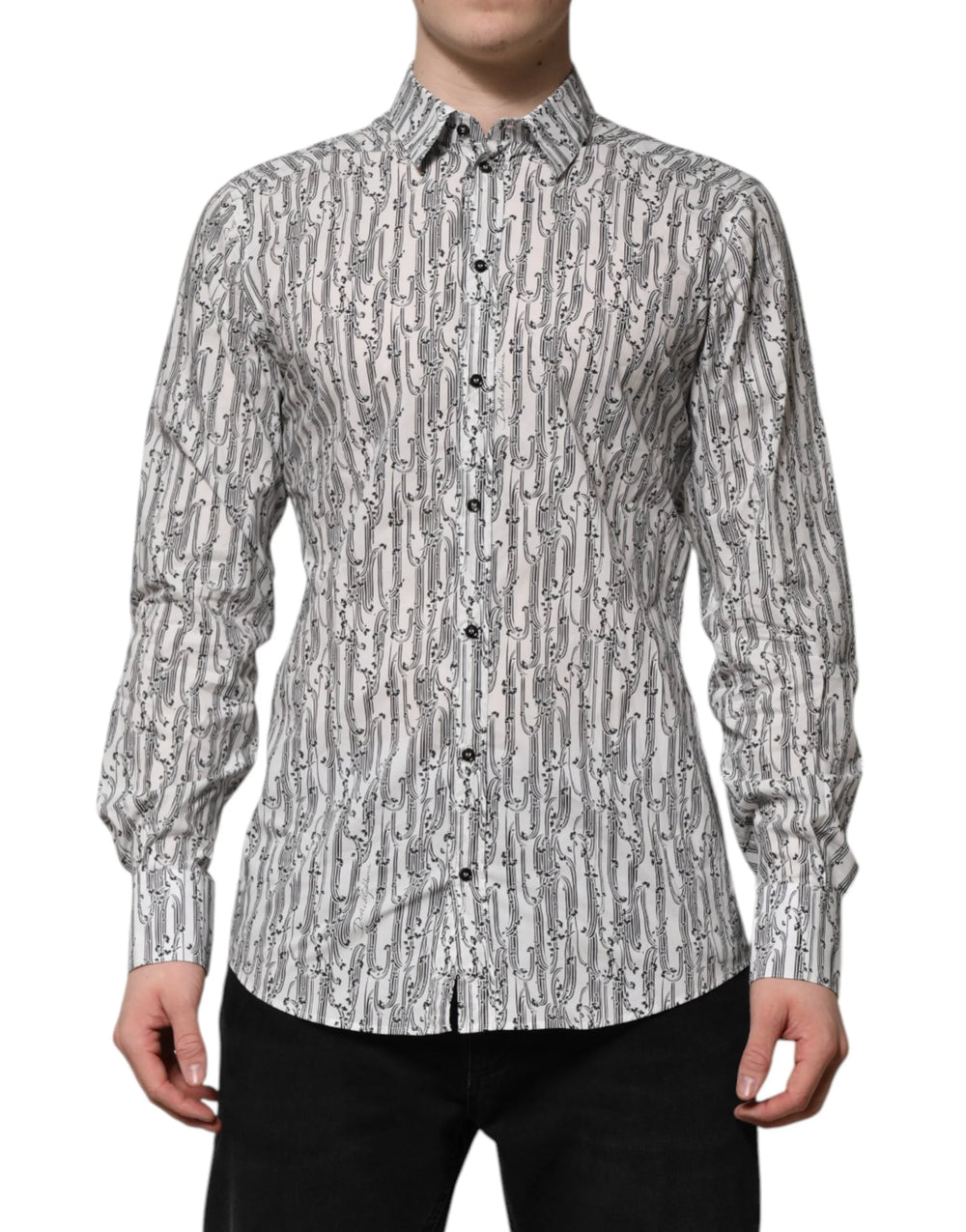 Dolce & Gabbana White Floral Print Casual Long Sleeves Shirt - IT40 | M - Shirts