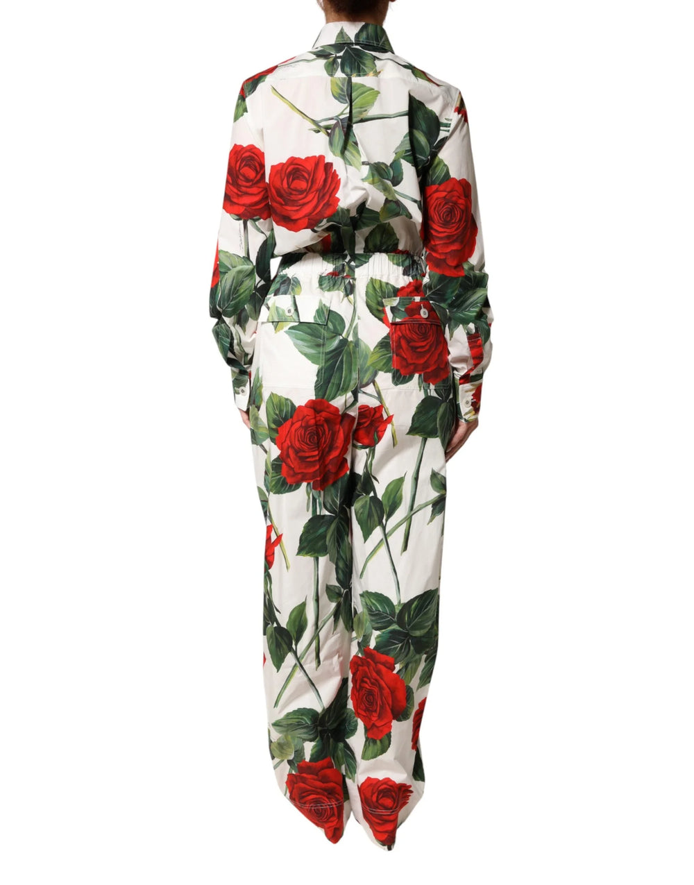 Dolce & Gabbana White Floral Print Cotton Jumpsuit Dress - IT40|S