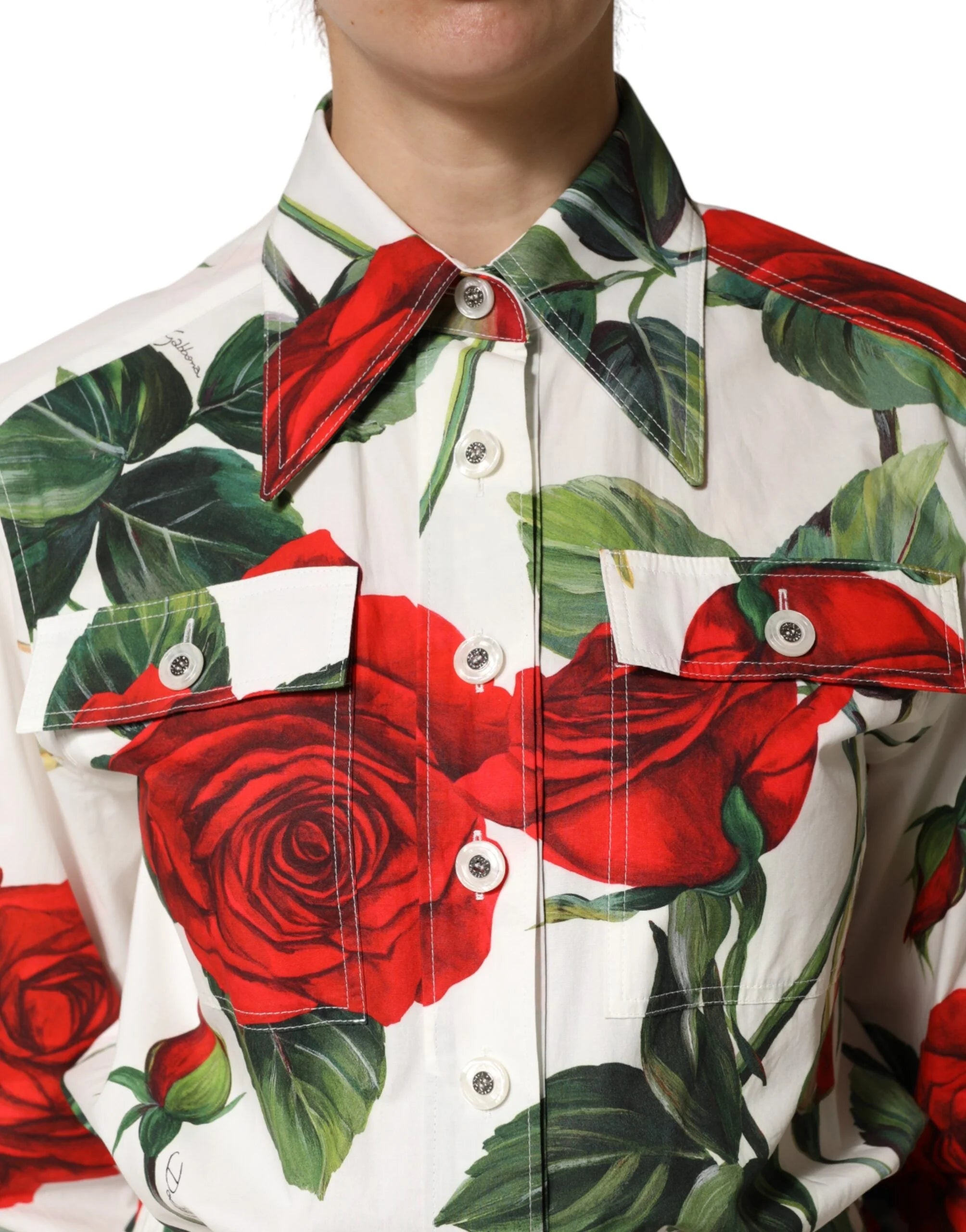 Dolce & Gabbana White Floral Print Cotton Jumpsuit Dress - IT40|S