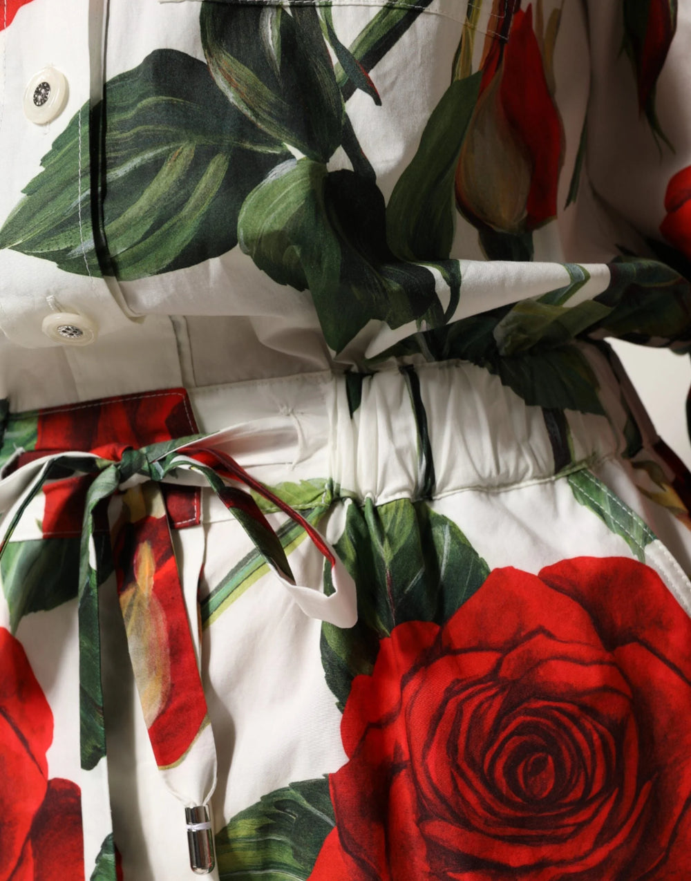 Dolce & Gabbana White Floral Print Cotton Jumpsuit Dress - IT40|S