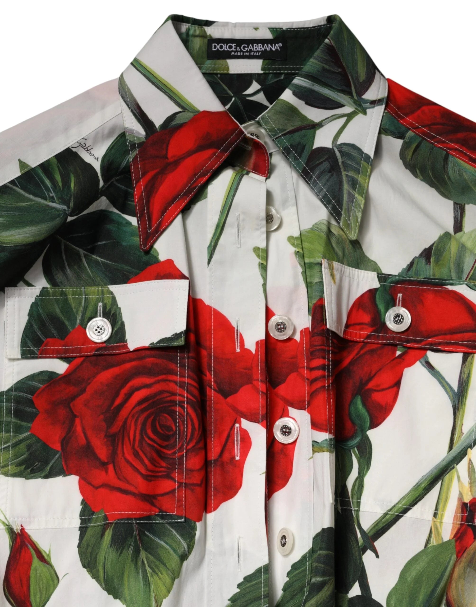 Dolce & Gabbana White Floral Print Cotton Jumpsuit Dress - IT40|S