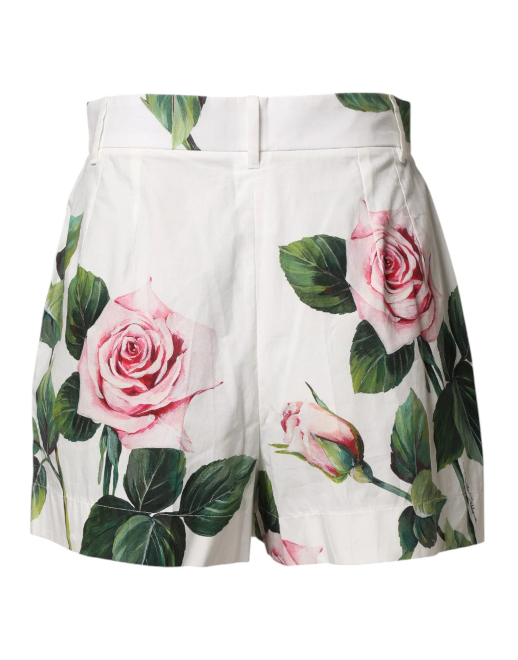 Dolce & Gabbana White Floral Print High Waist Hotpants Short - IT38 | XS