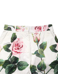 Dolce & Gabbana White Floral Print High Waist Hotpants Short - IT38 | XS