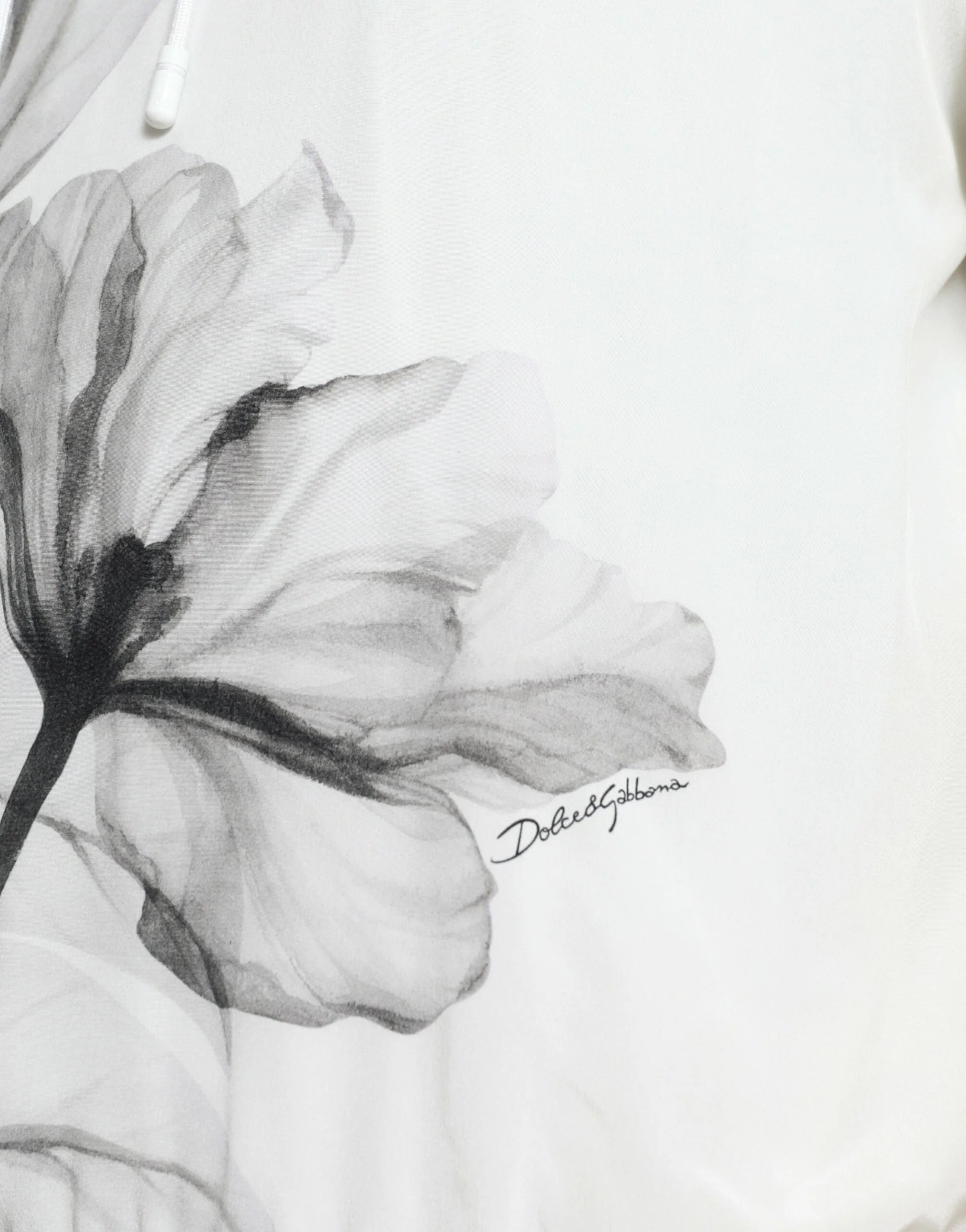 Dolce & Gabbana White Floral Print Hooded Pullover Sweater - IT48 | M - Hoodies