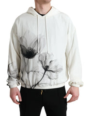 Dolce & Gabbana White Floral Print Hooded Pullover Sweater - IT48 | M - Hoodies