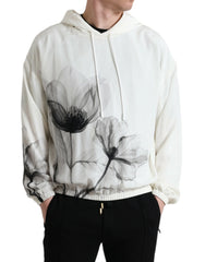 Dolce & Gabbana White Floral Print Hooded Pullover Sweater - IT48 | M - Hoodies