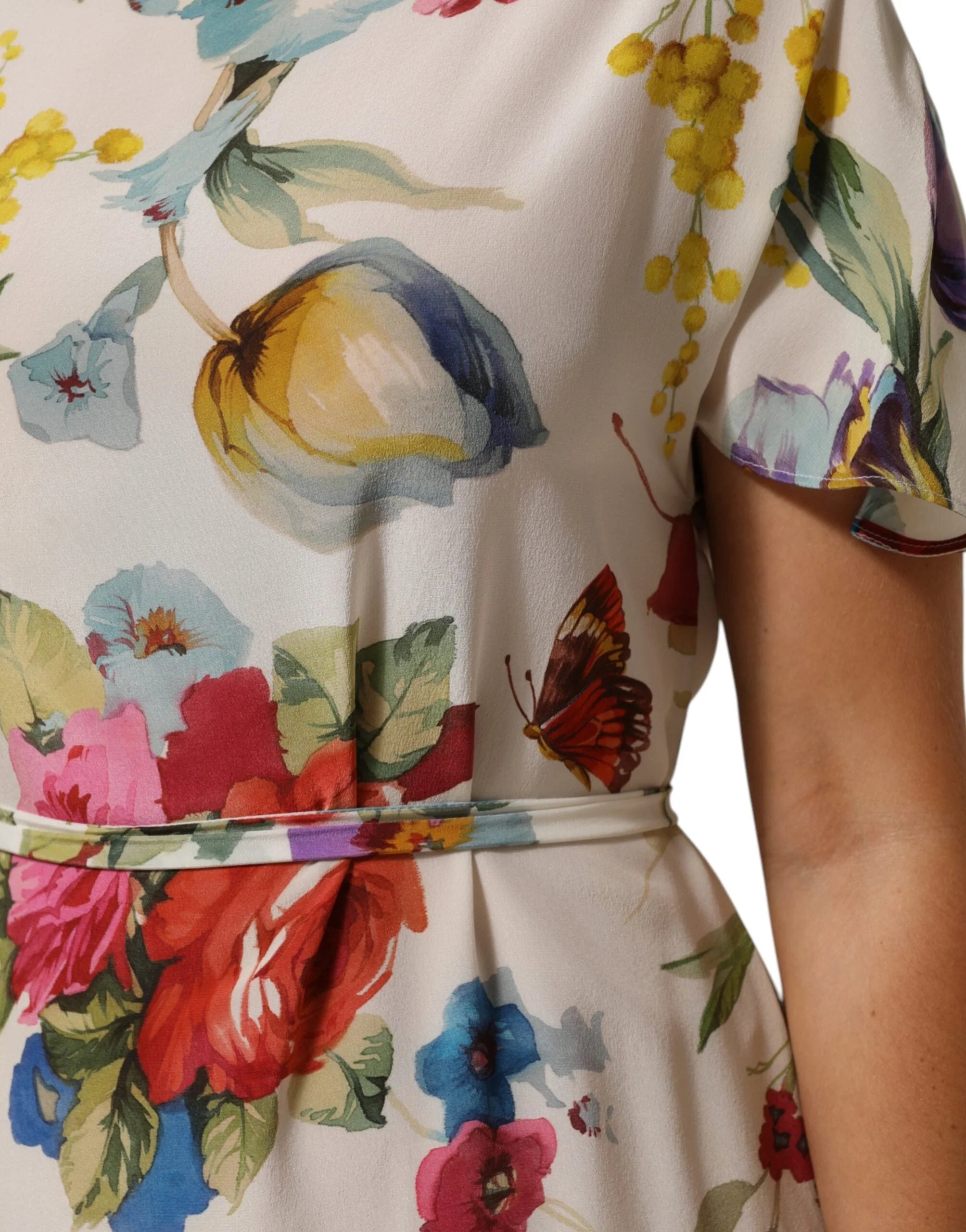 Dolce & Gabbana White Floral Print Silk Sheath LongGown Dress - IT40|S - Dresses