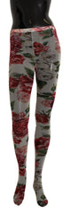 Dolce & Gabbana White Floral Print Stockings Nylon Tights - M - Hosiery