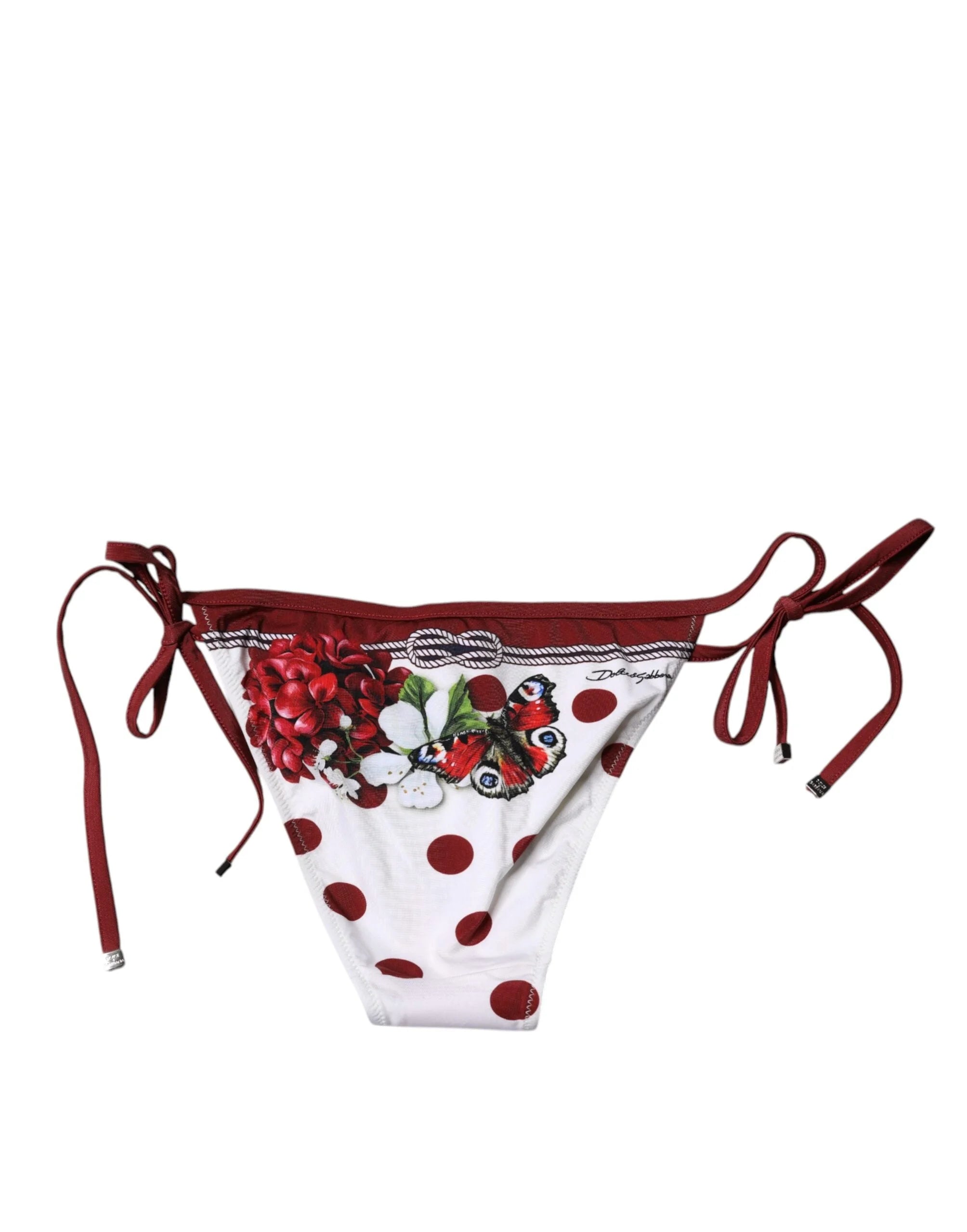 Dolce & Gabbana White Floral Print Swimsuit Bikini Bottom Swimwear - IT2 | S - Classic Bikinis