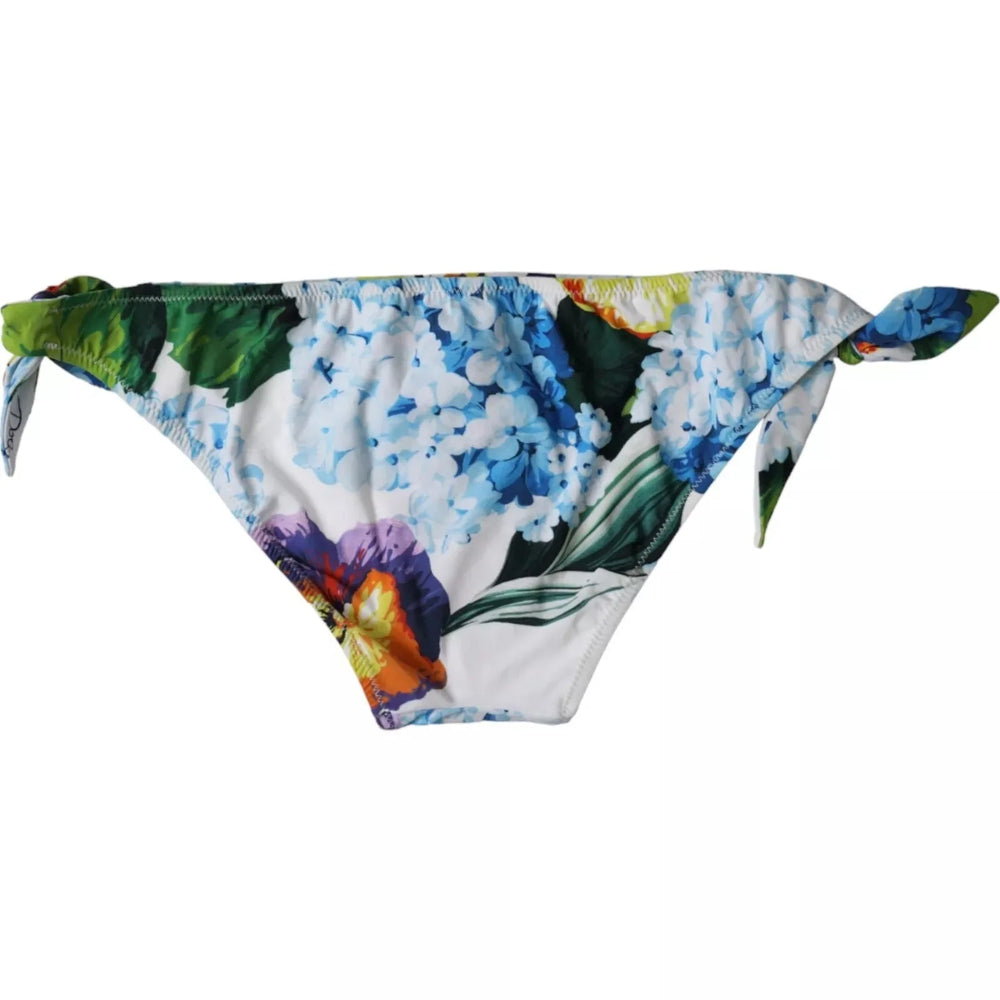 Dolce & Gabbana White Floral Print Swimsuit Bikini Bottom Swimwear - IT1 | XS - Classic Bikinis