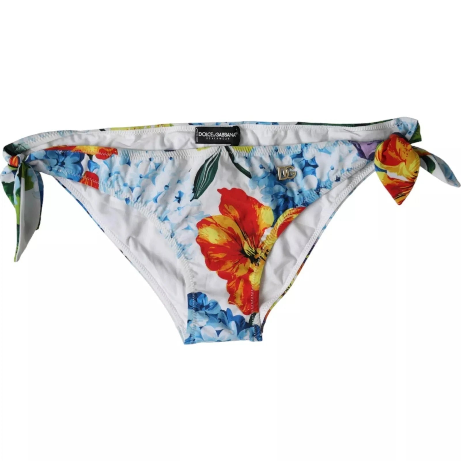 Dolce & Gabbana White Floral Print Swimsuit Bikini Bottom Swimwear - IT1 | XS - Classic Bikinis