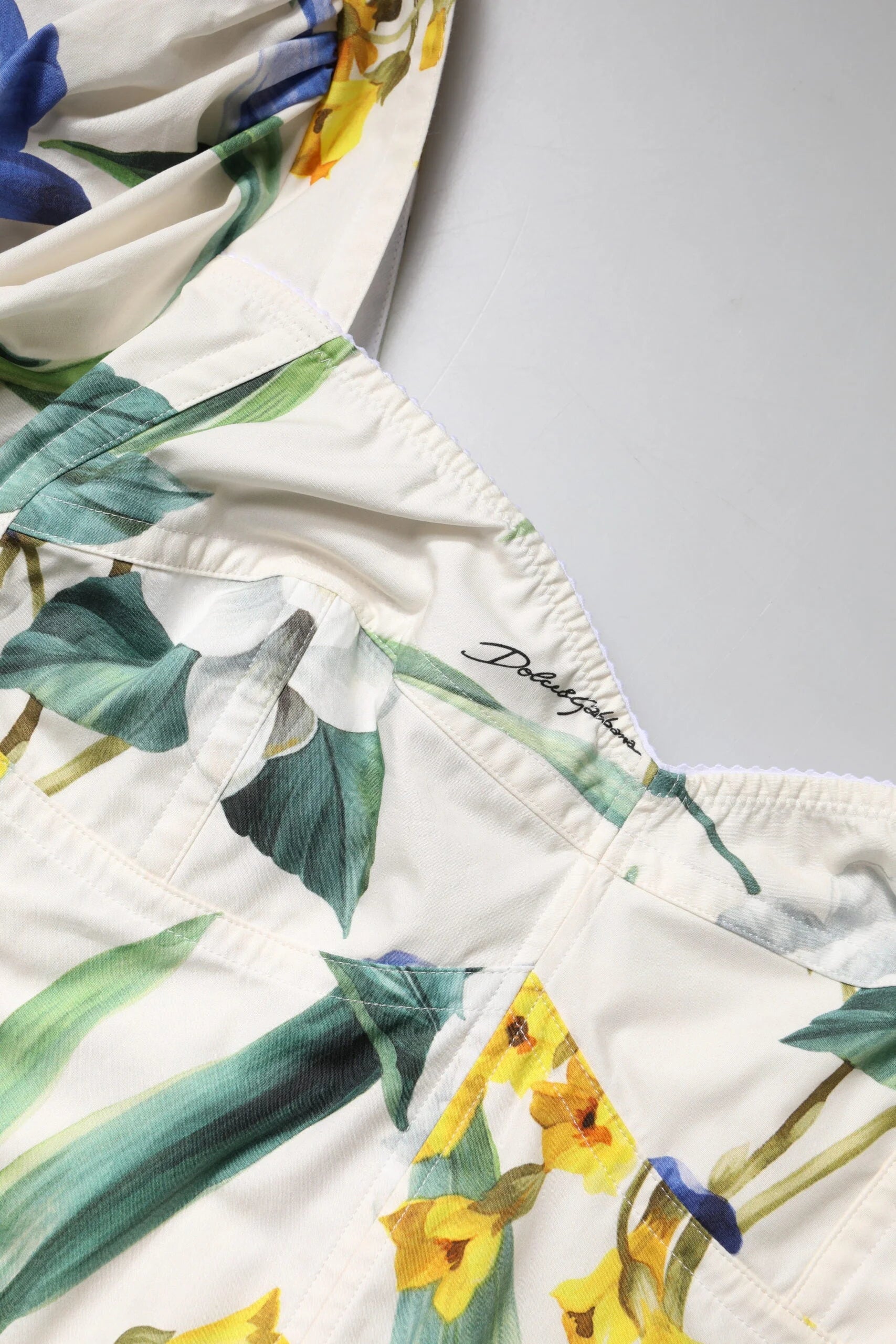 Dolce & Gabbana White Floral Puff Sleeves Crop Blouse Top - IT40|S