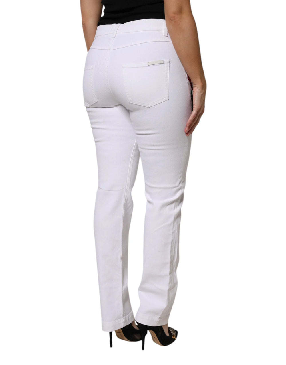 Dolce & Gabbana White Floral Sequined GIRLY Denim Jeans - Jeans