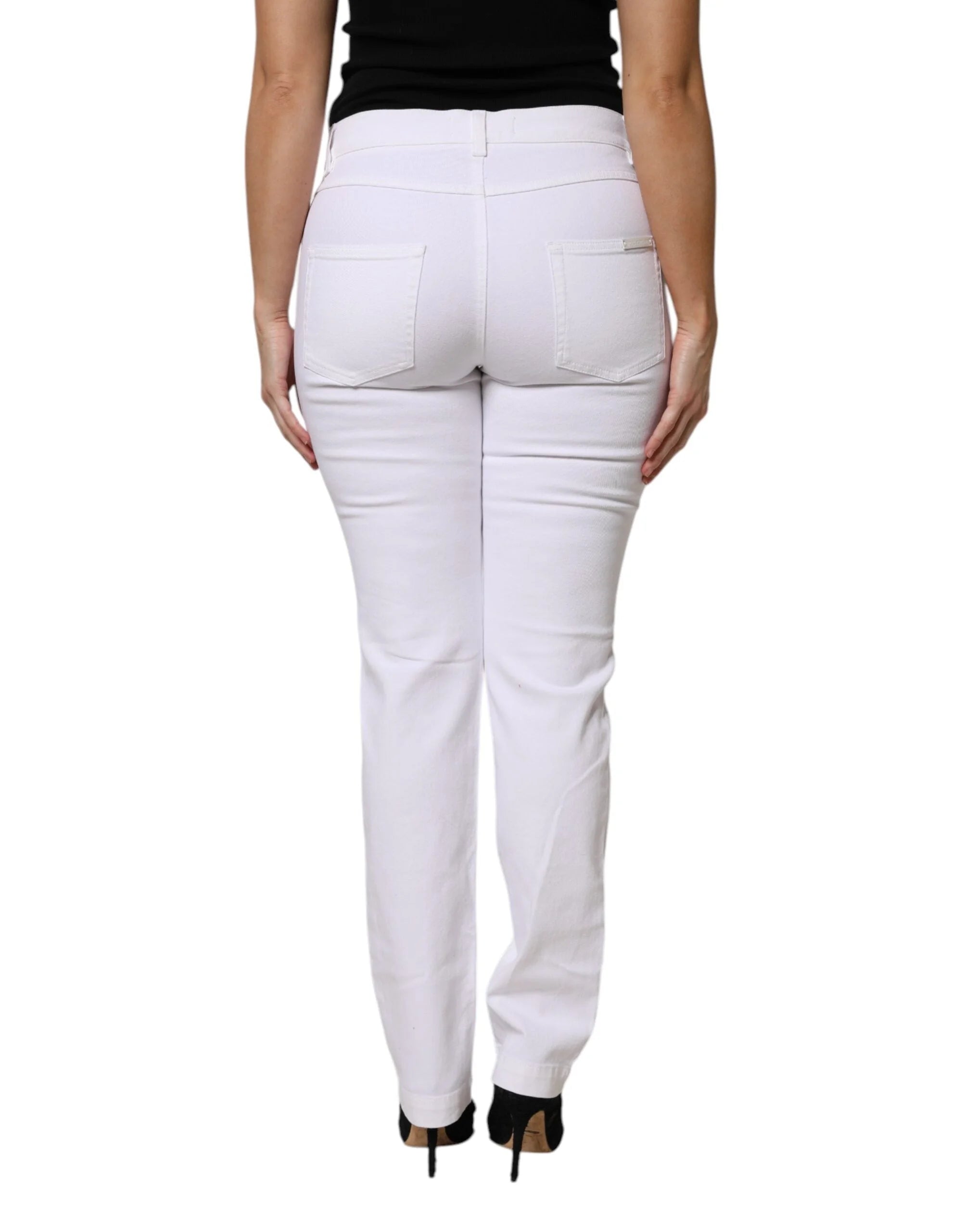 Dolce & Gabbana White Floral Sequined GIRLY Denim Jeans - Jeans