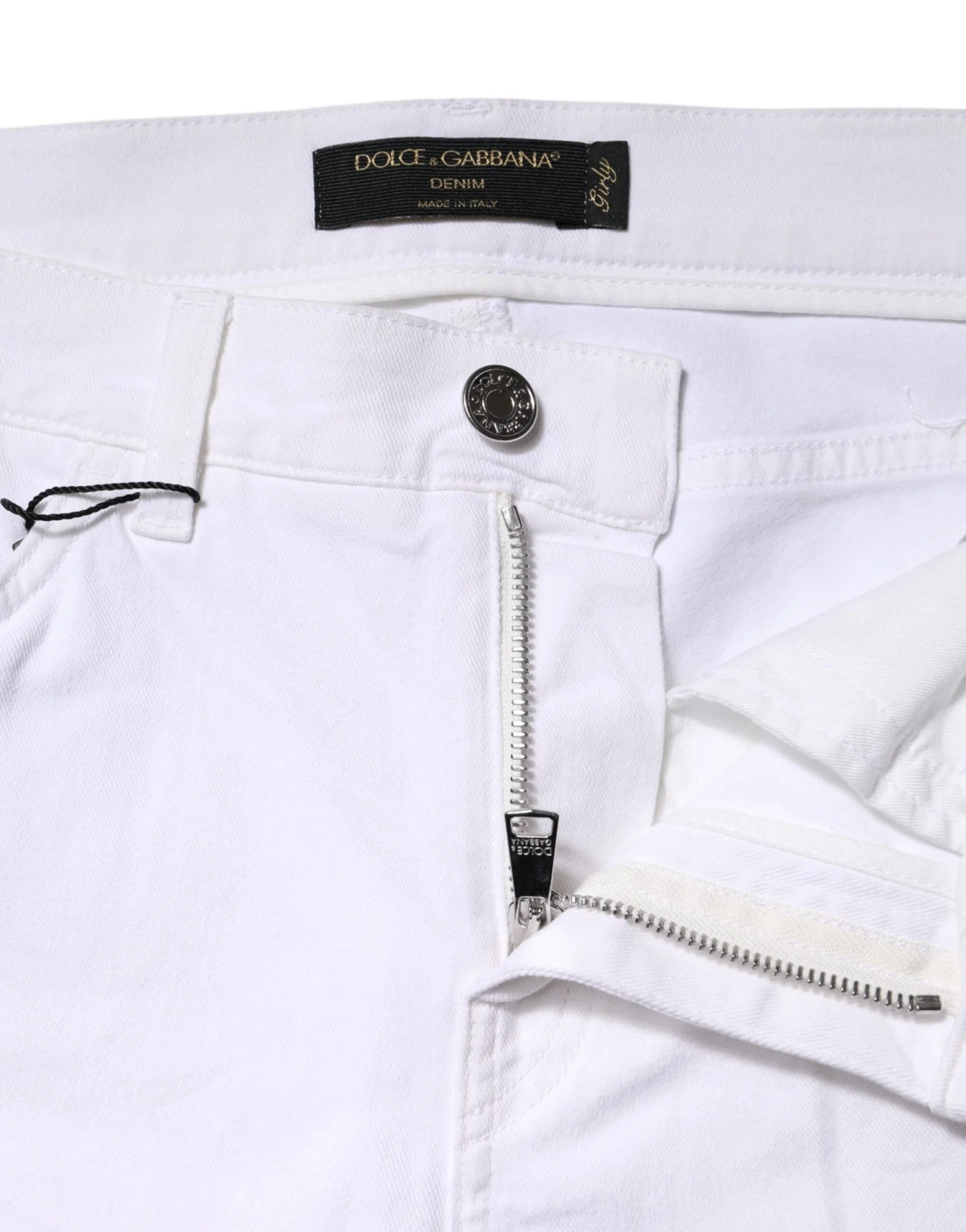 Dolce & Gabbana White Floral Sequined GIRLY Denim Jeans - Jeans