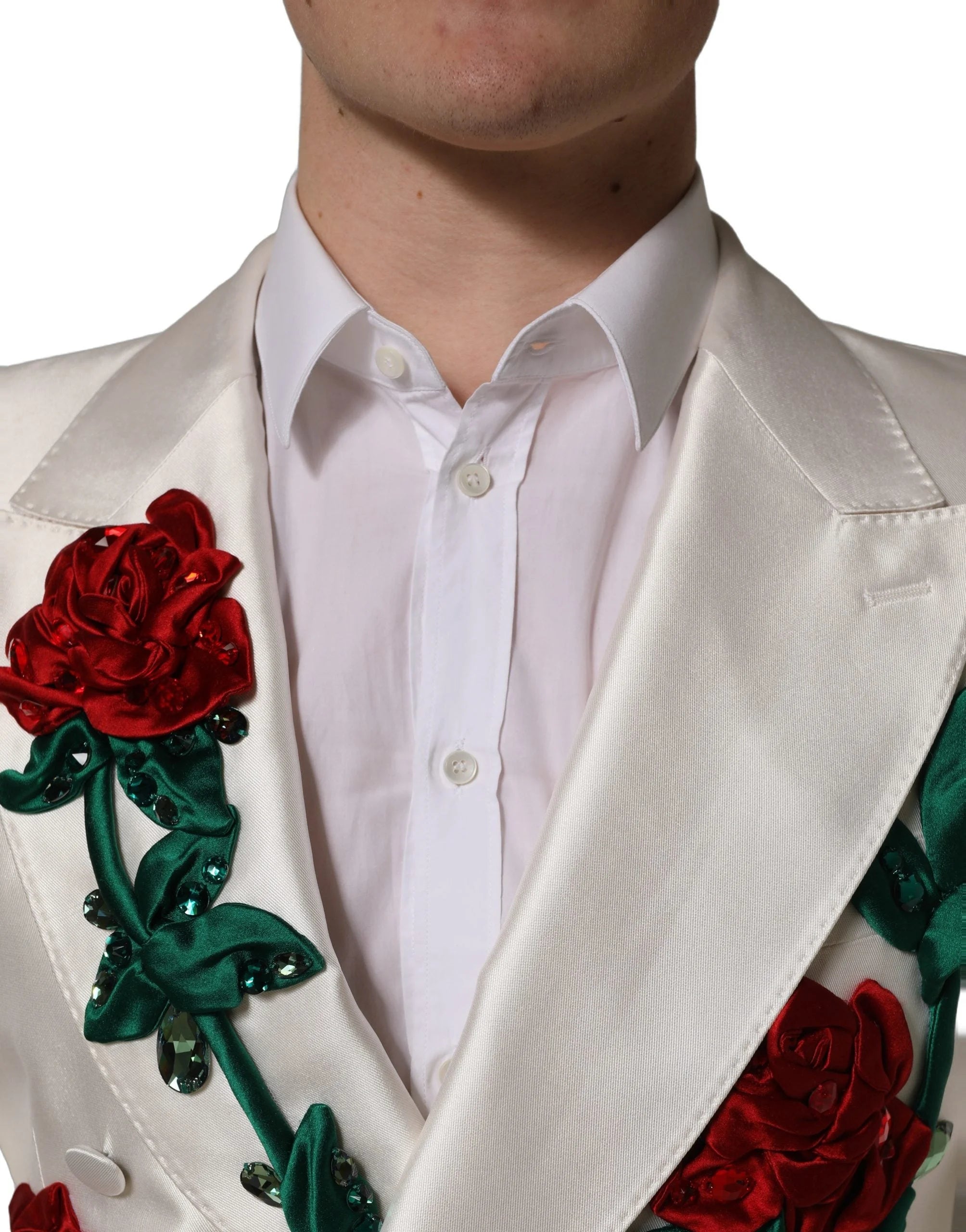 Dolce & Gabbana White Floral SICILIA Double Breasted Jacket - IT50 | L