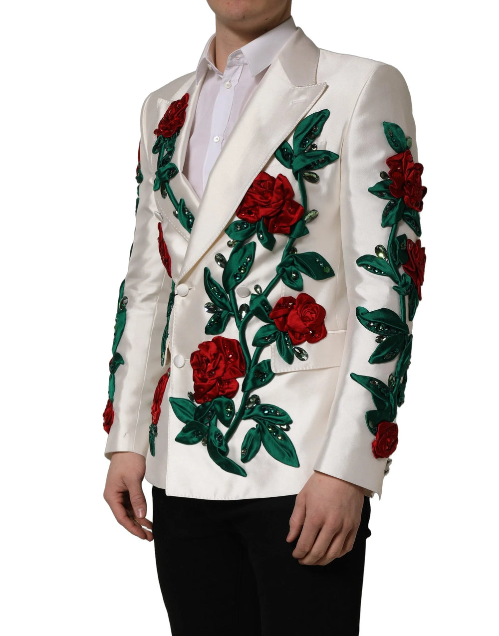 Dolce & Gabbana White Floral SICILIA Double Breasted Jacket - IT50 | L