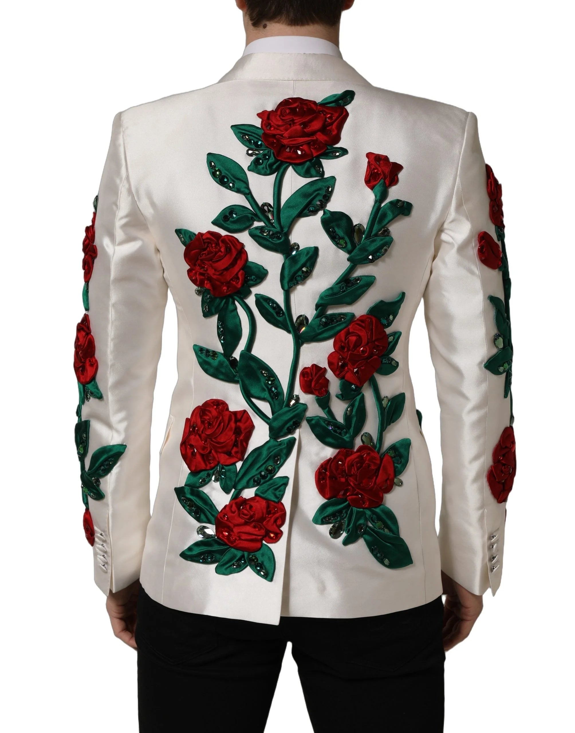 Dolce & Gabbana White Floral SICILIA Double Breasted Jacket - IT50 | L
