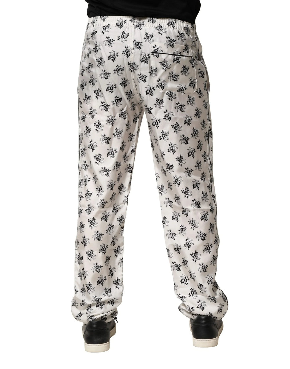 Dolce & Gabbana White Floral Silk Casual Lounge Pants - IT3 | XS - Joggers