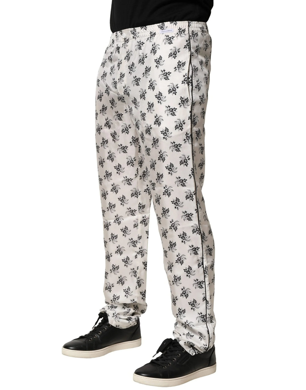 Dolce & Gabbana White Floral Silk Casual Lounge Pants - IT3 | XS - Joggers