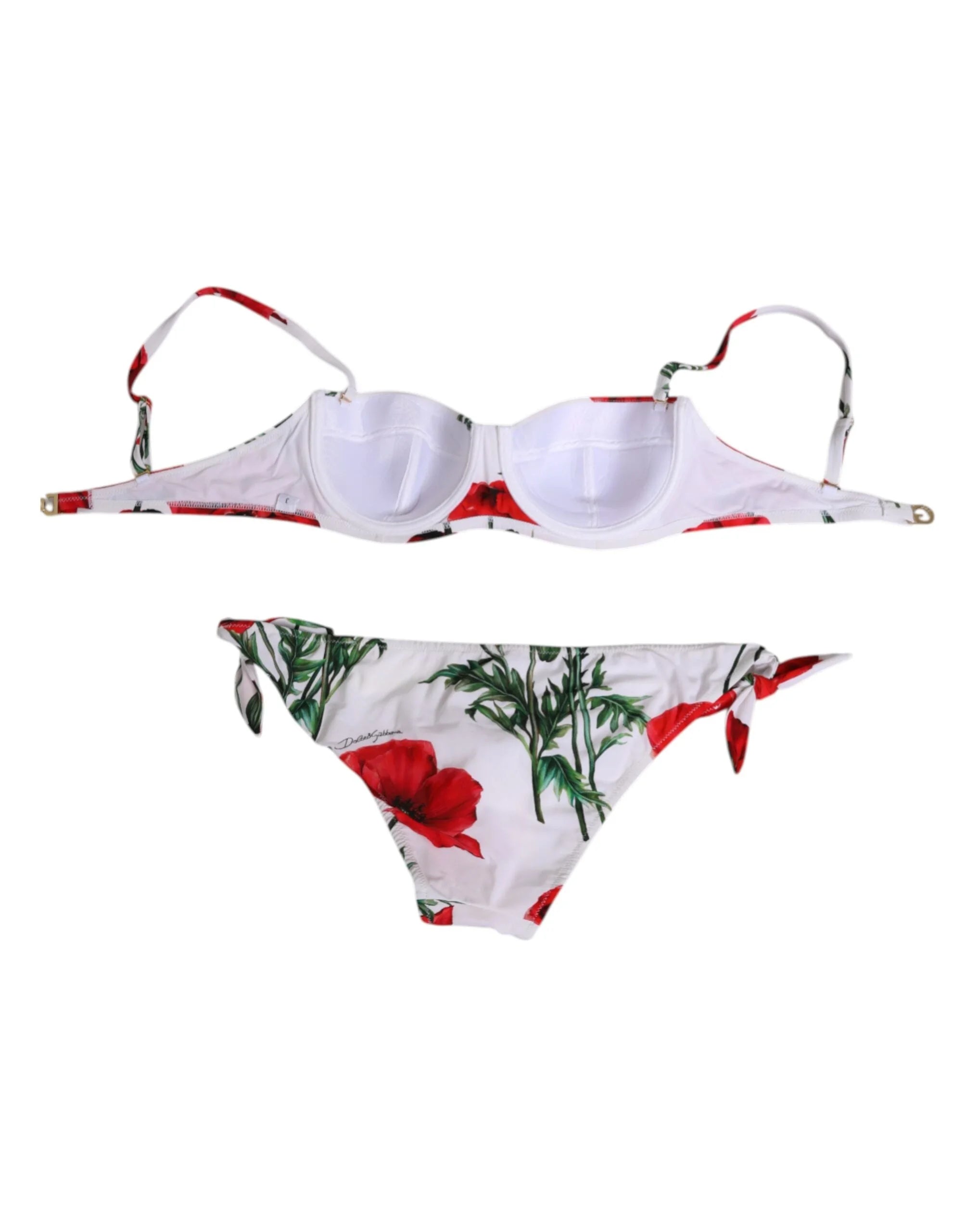 Dolce & Gabbana White Floral Swimsuit 2 Piece Top Bottom Swimwear - IT3 | M
