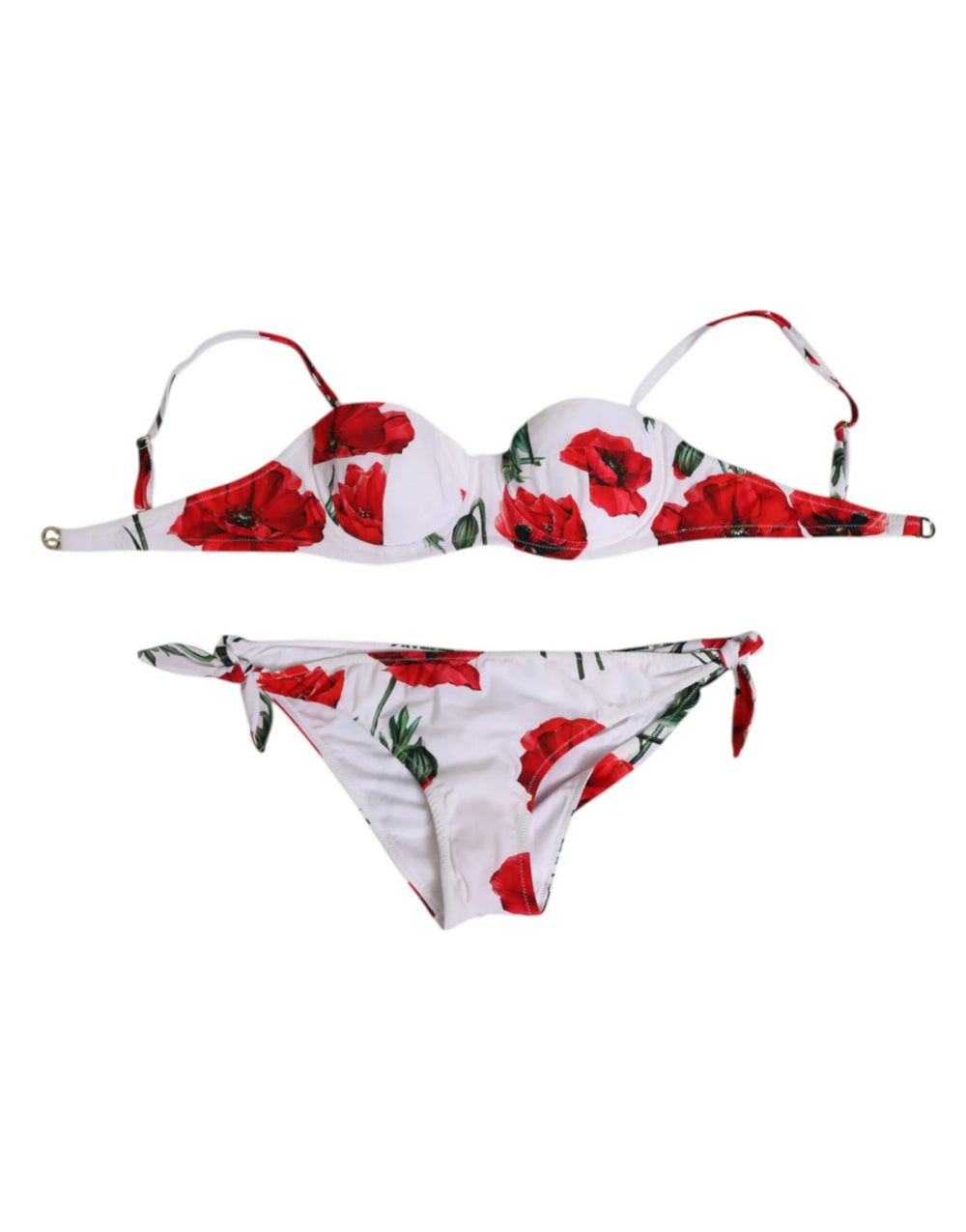 Dolce & Gabbana White Floral Swimsuit 2 Piece Top Bottom Swimwear - IT3 | M
