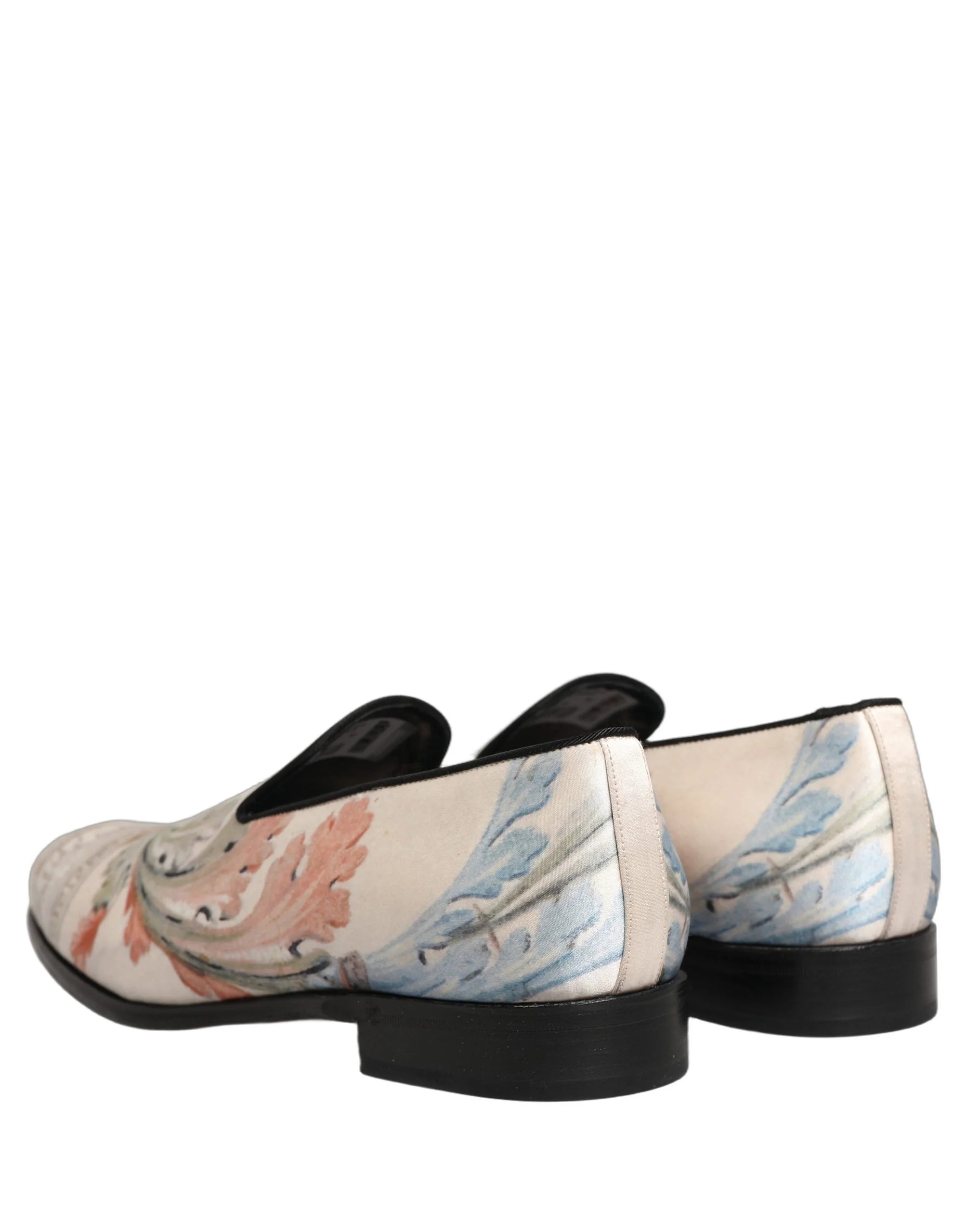 Dolce & Gabbana White Floral Vase Slip On Dress Loafers Shoes - EU44/US11