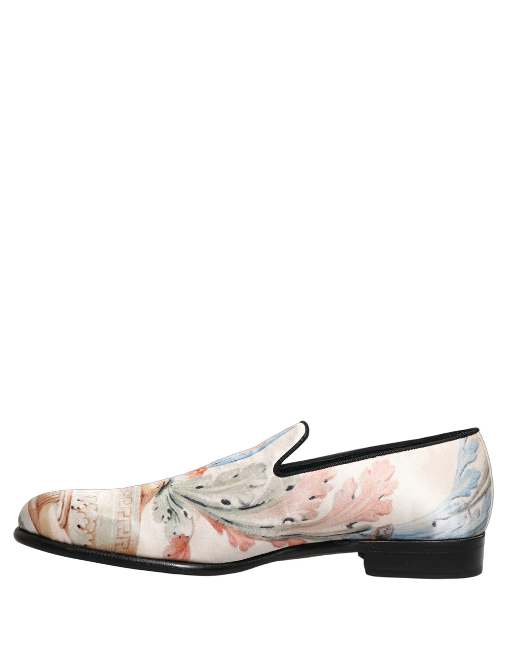 Dolce & Gabbana White Floral Vase Slip On Dress Loafers Shoes - EU44/US11