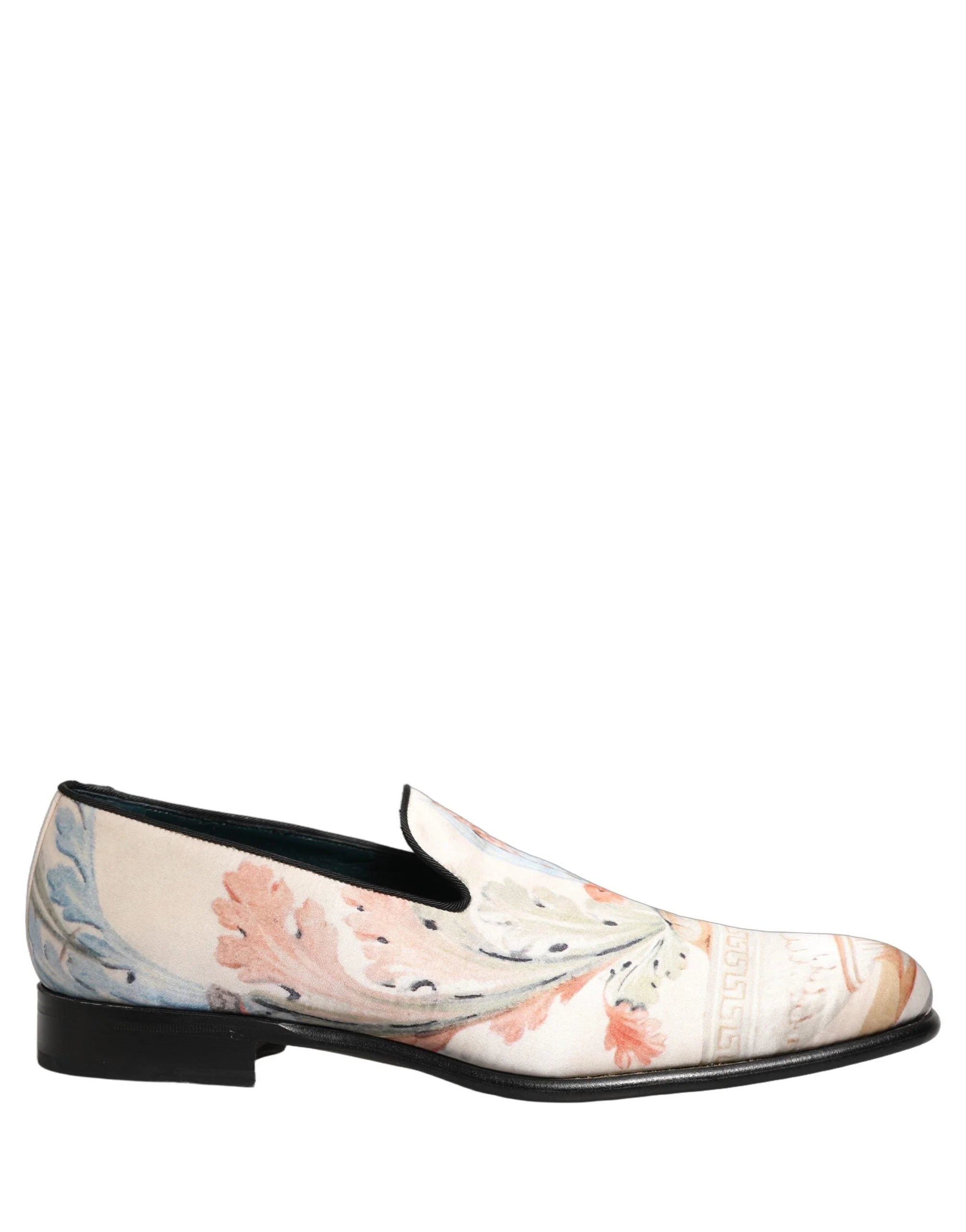 Dolce & Gabbana White Floral Vase Slip On Dress Loafers Shoes - EU44/US11