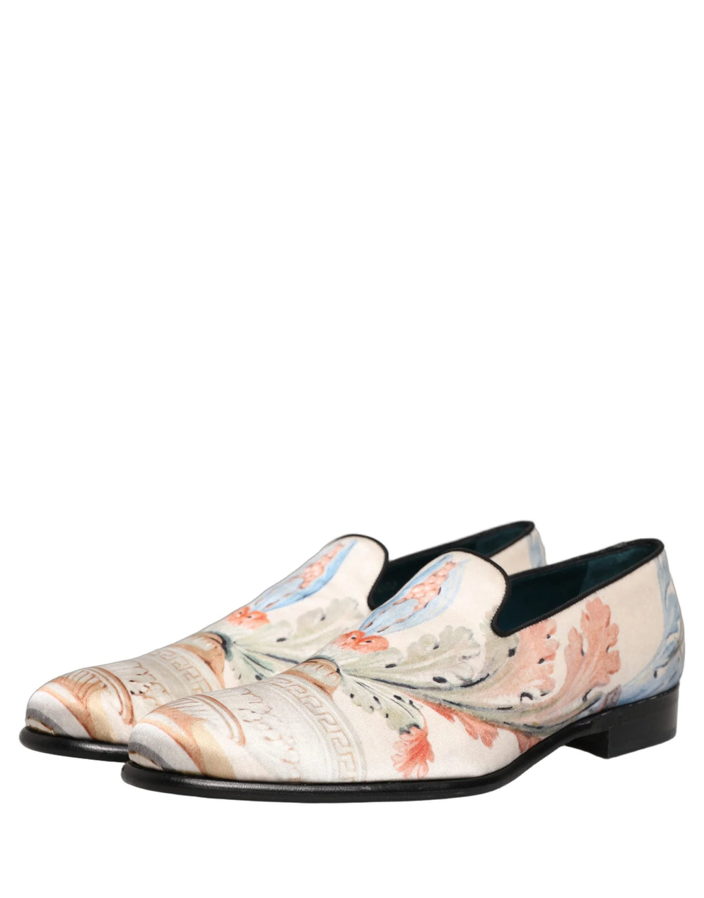 Dolce & Gabbana White Floral Vase Slip On Dress Loafers Shoes - EU44/US11