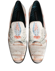 Dolce & Gabbana White Floral Vase Slip On Dress Loafers Shoes - EU44/US11