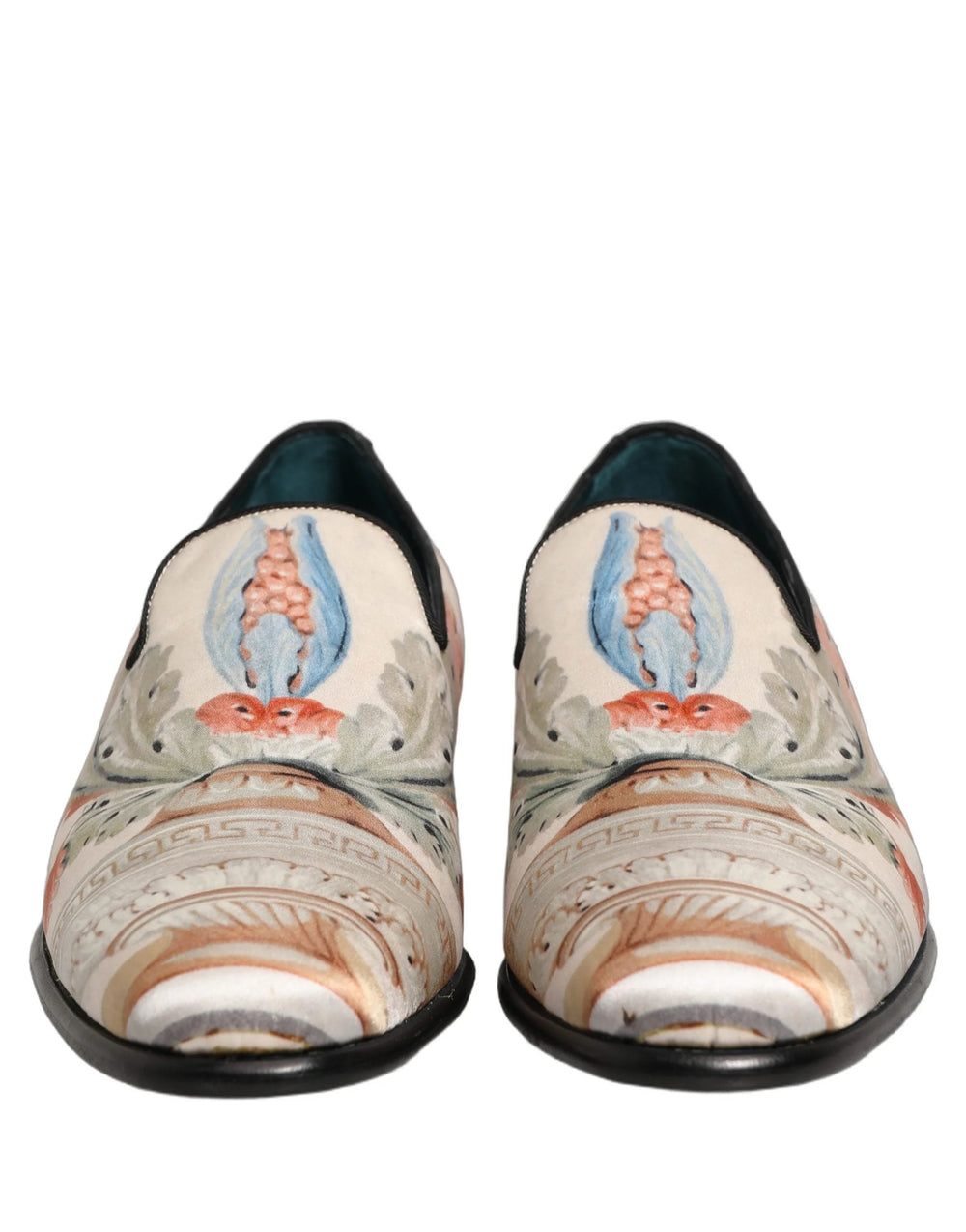 Dolce & Gabbana White Floral Vase Slip On Dress Loafers Shoes - EU44/US11