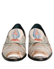 Dolce & Gabbana White Floral Vase Slip On Dress Loafers Shoes - EU44/US11