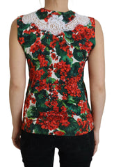 Dolce & Gabbana White Floral Wool Lace Vest Tank Top - Tank Tops